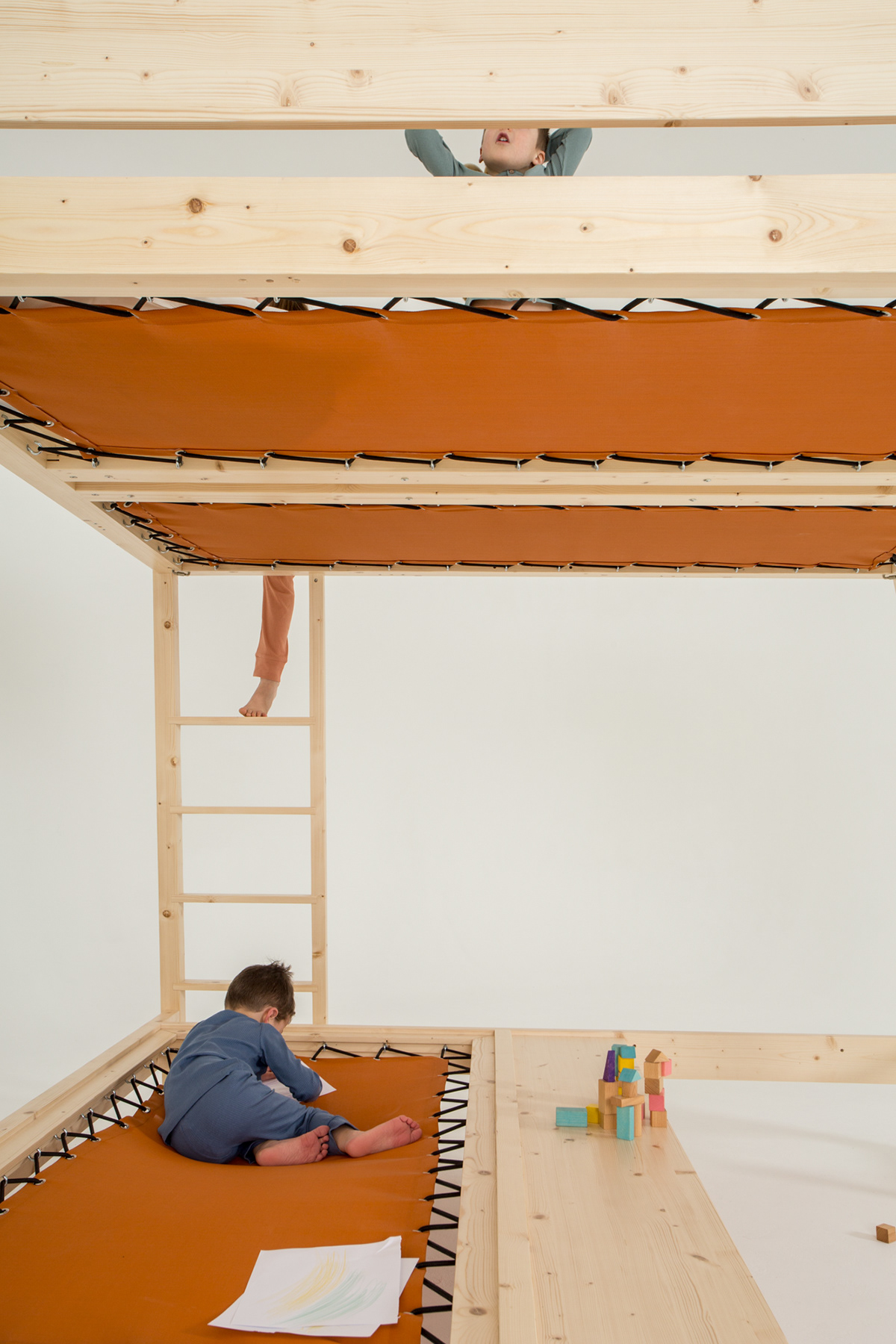 Bed，stairs，Wooden bed，imagine，