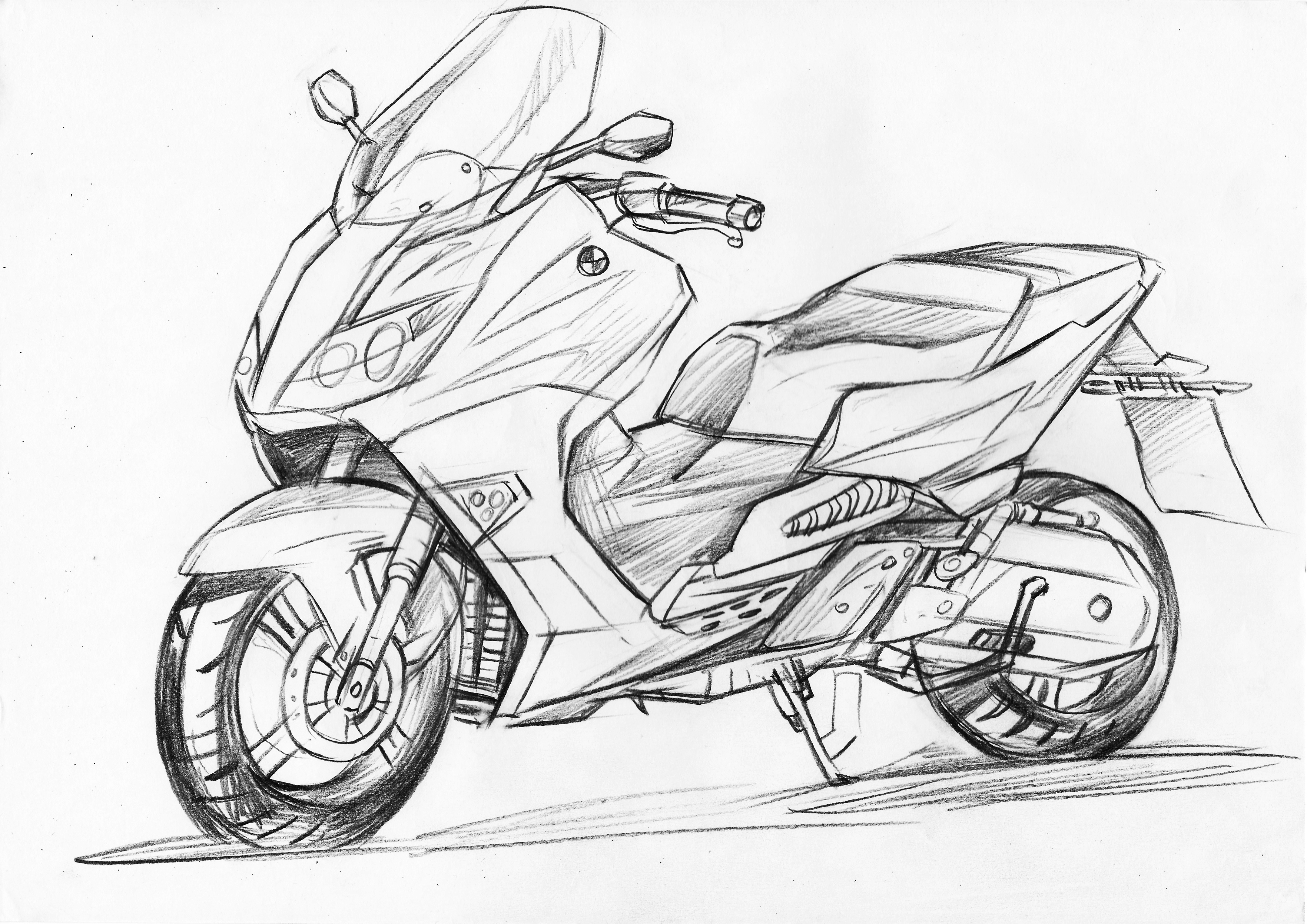Hand drawn motorcycle，