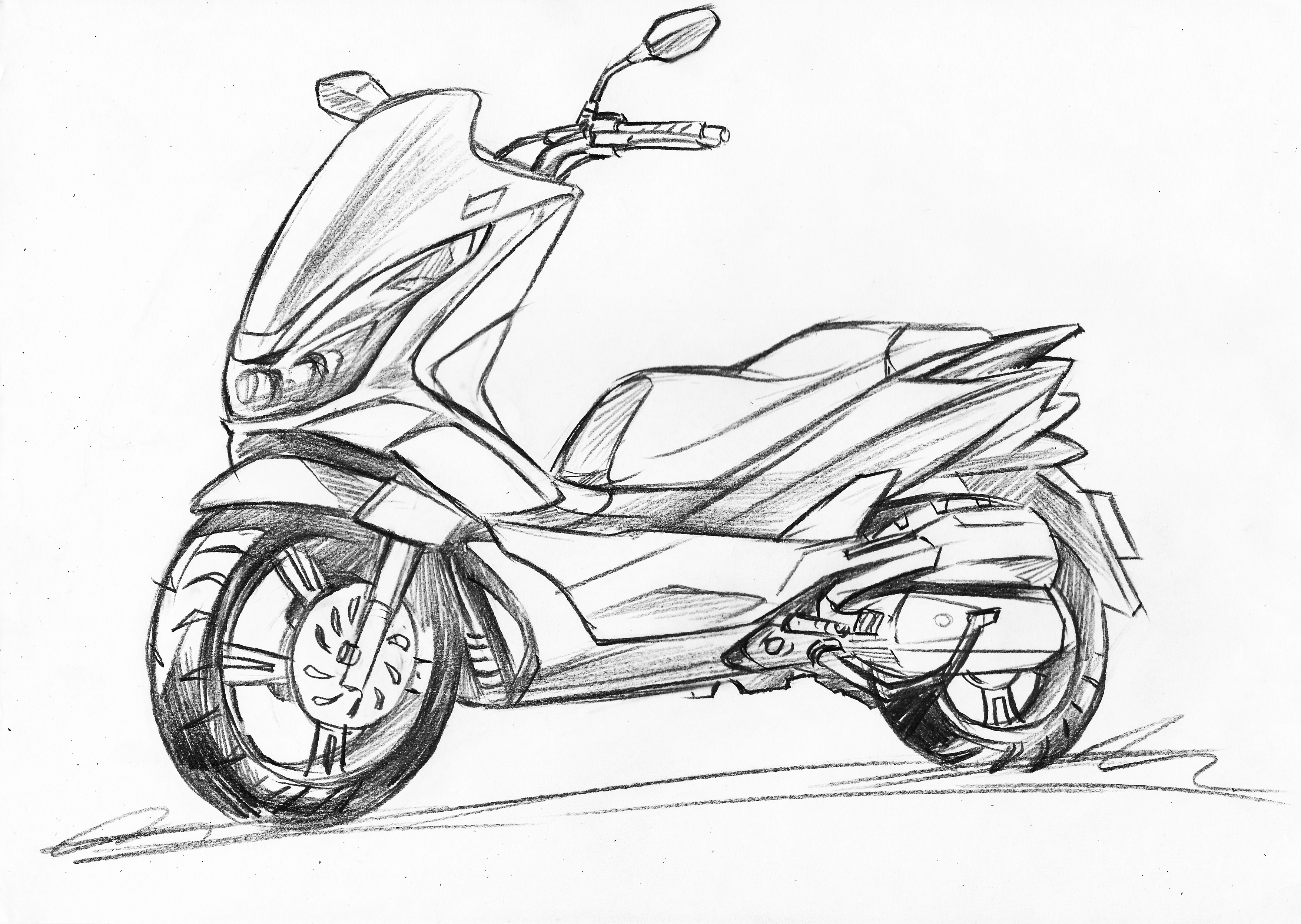 Hand drawn motorcycle，