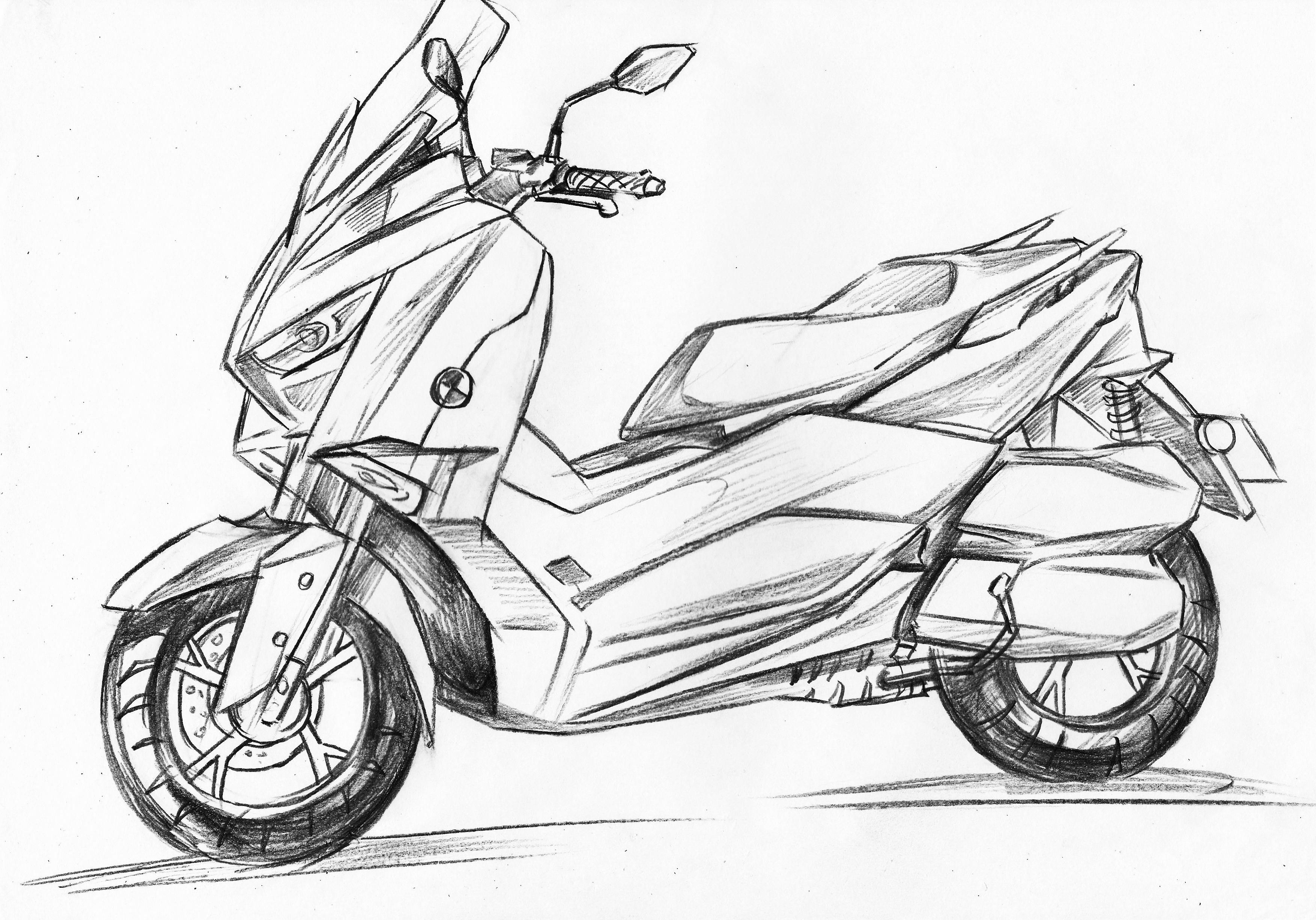 Hand drawn motorcycle，