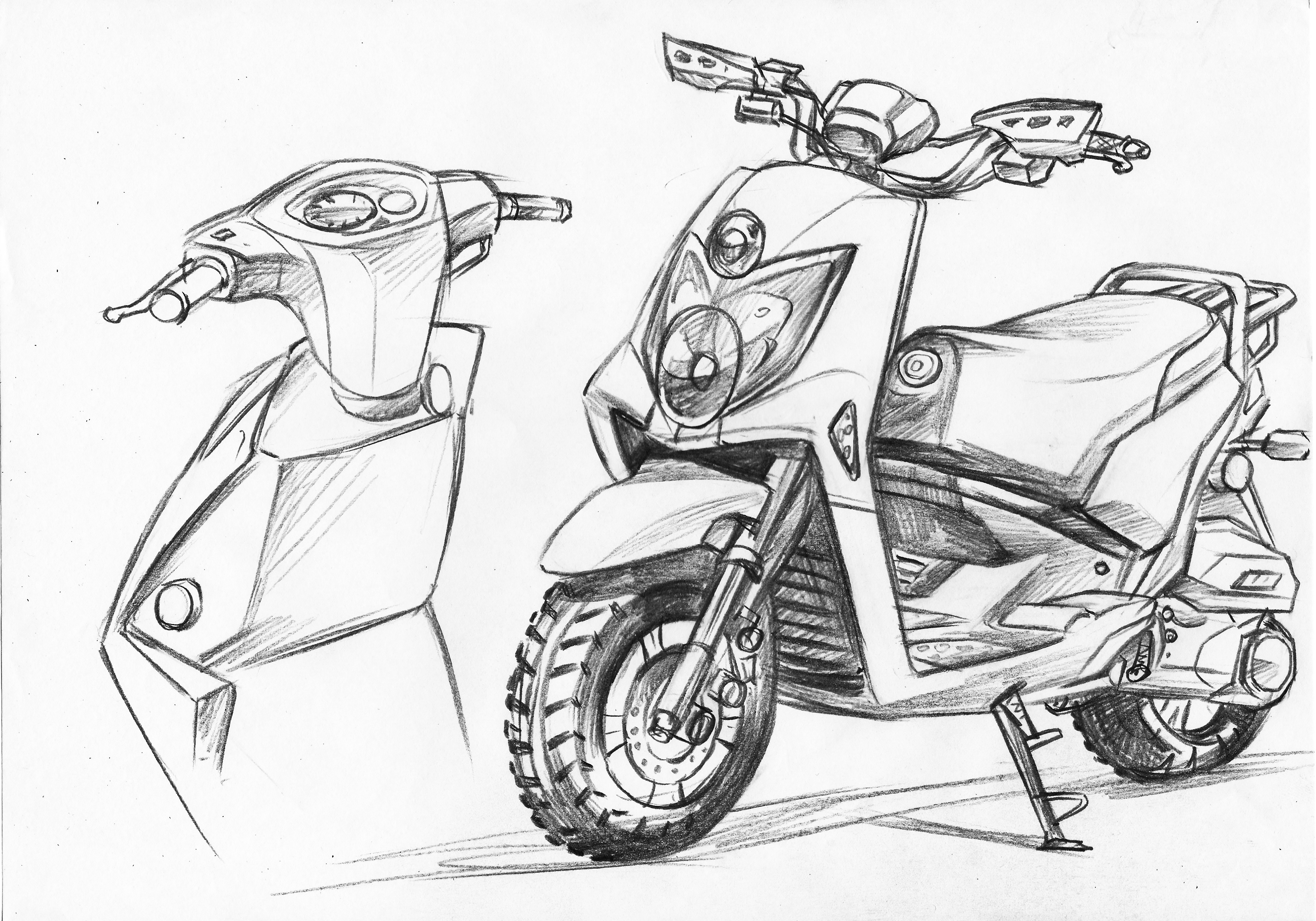 Hand drawn motorcycle，