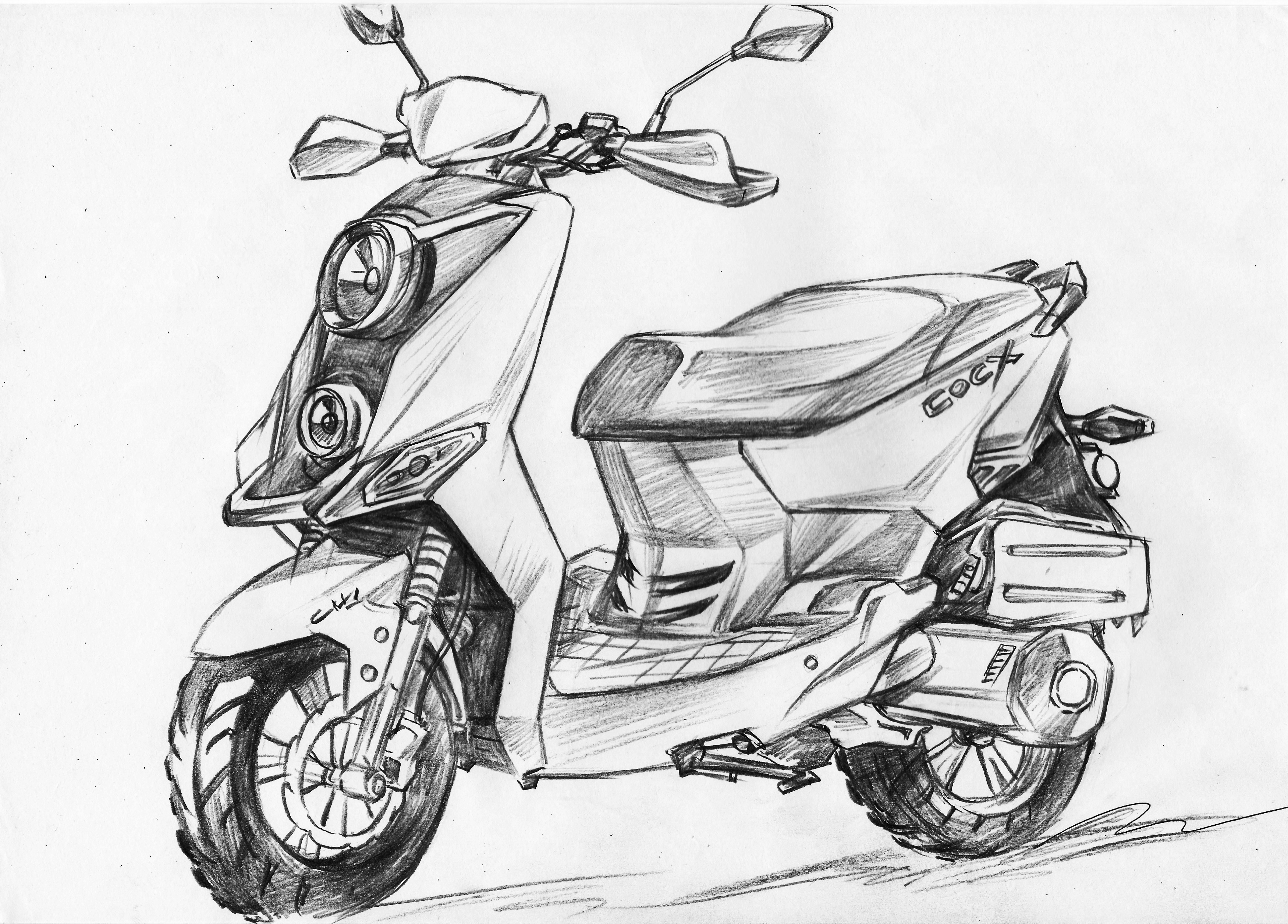 Hand drawn motorcycle，