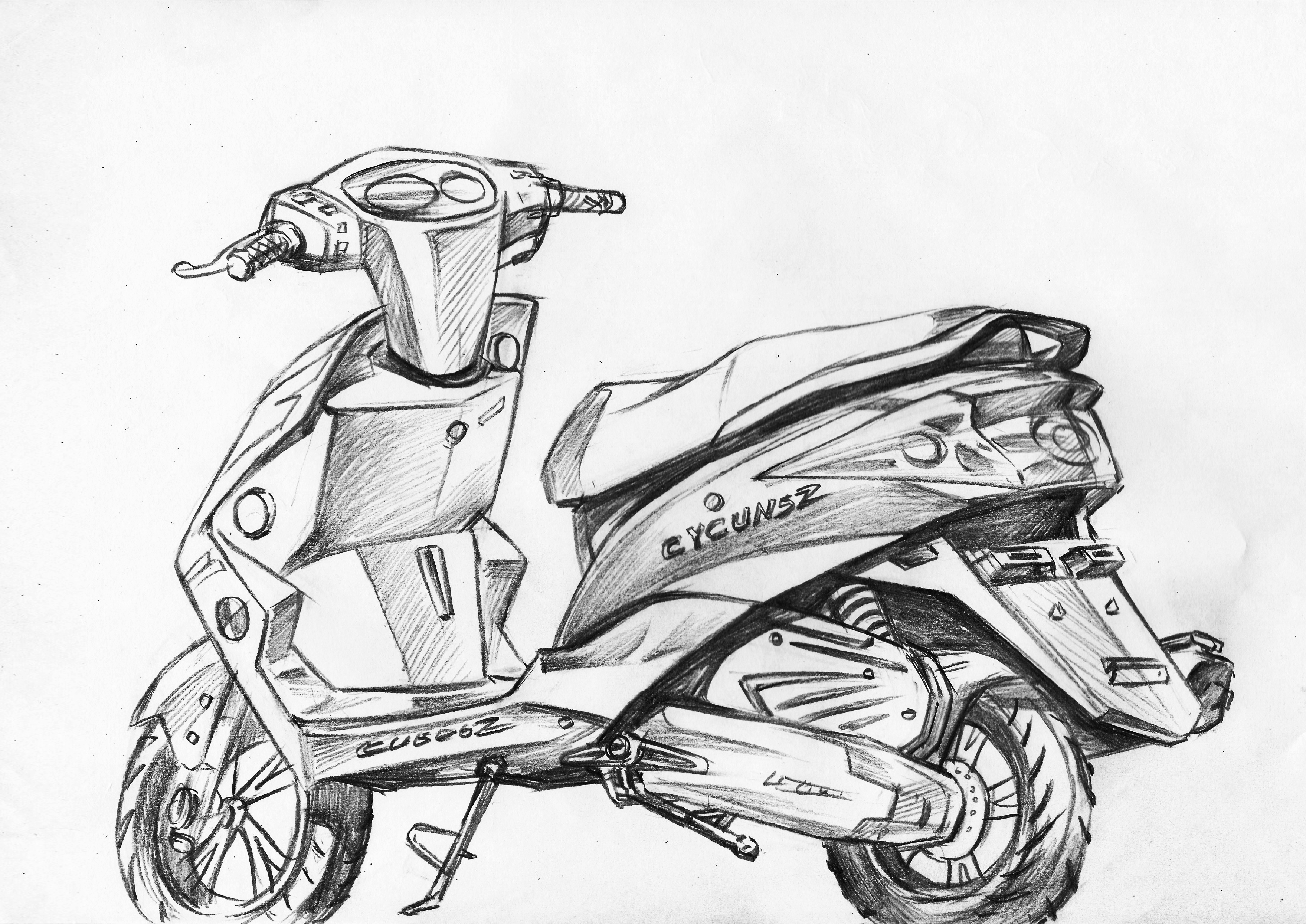 Hand drawn motorcycle，