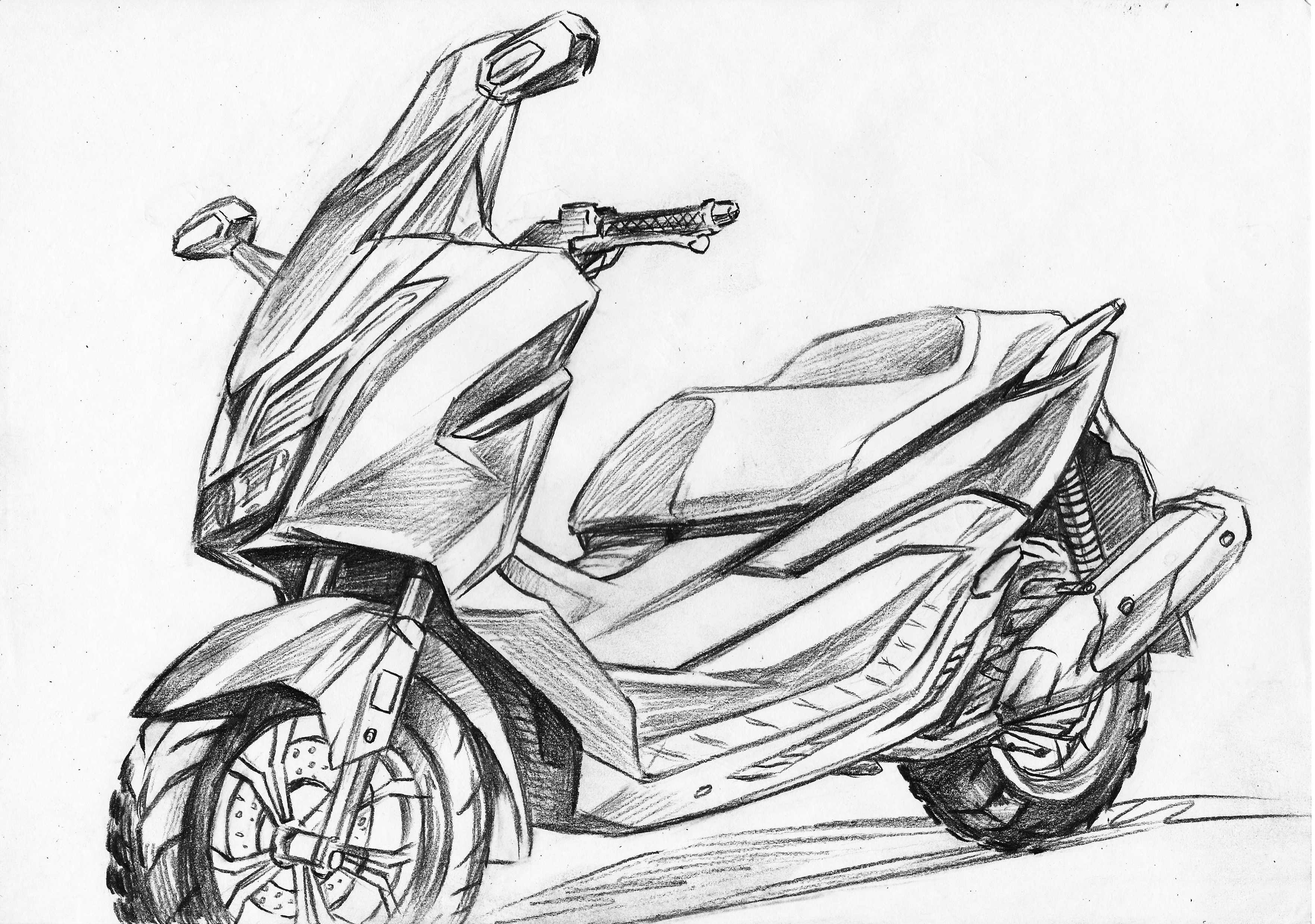 Hand drawn motorcycle，
