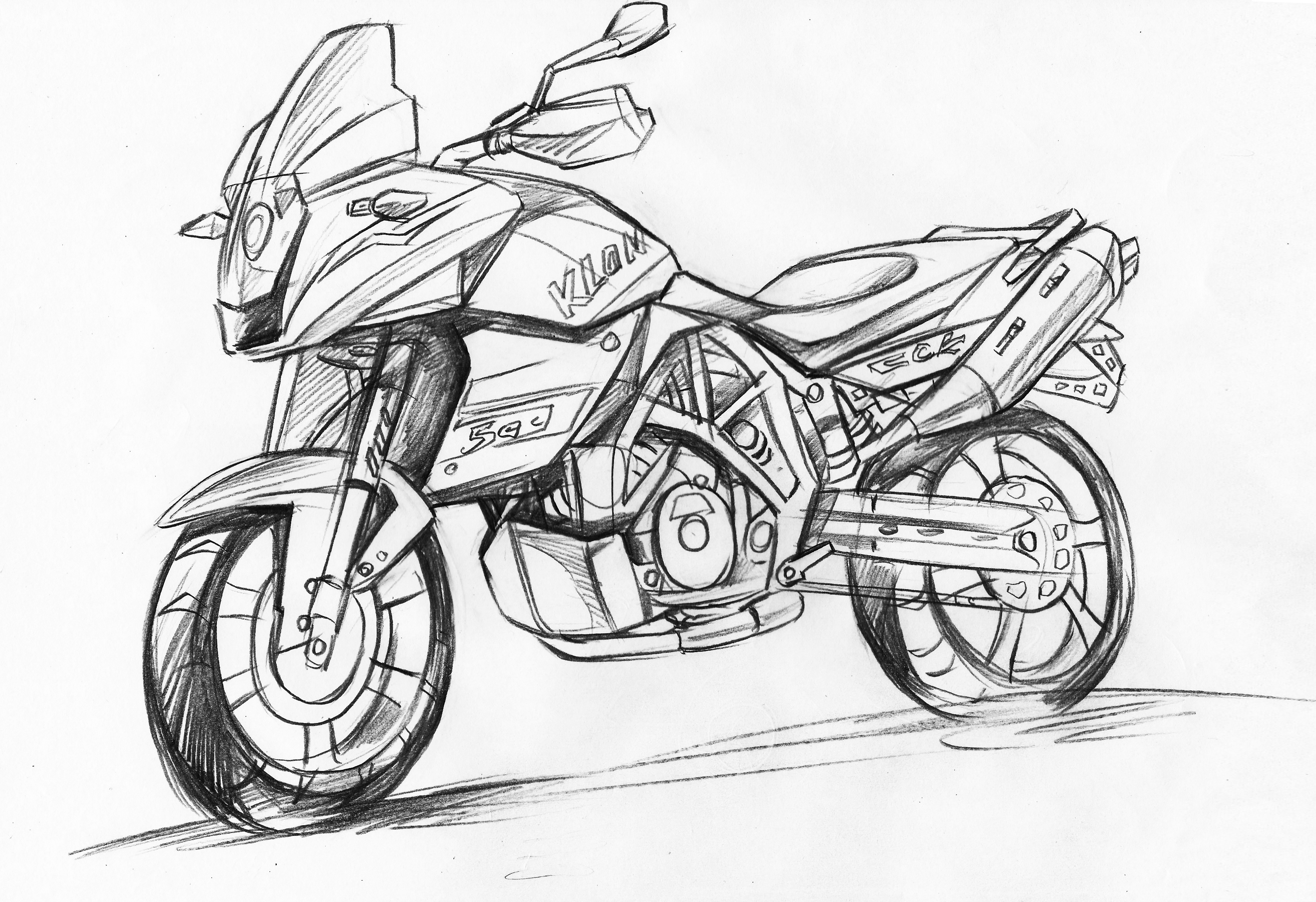 Hand drawn motorcycle，