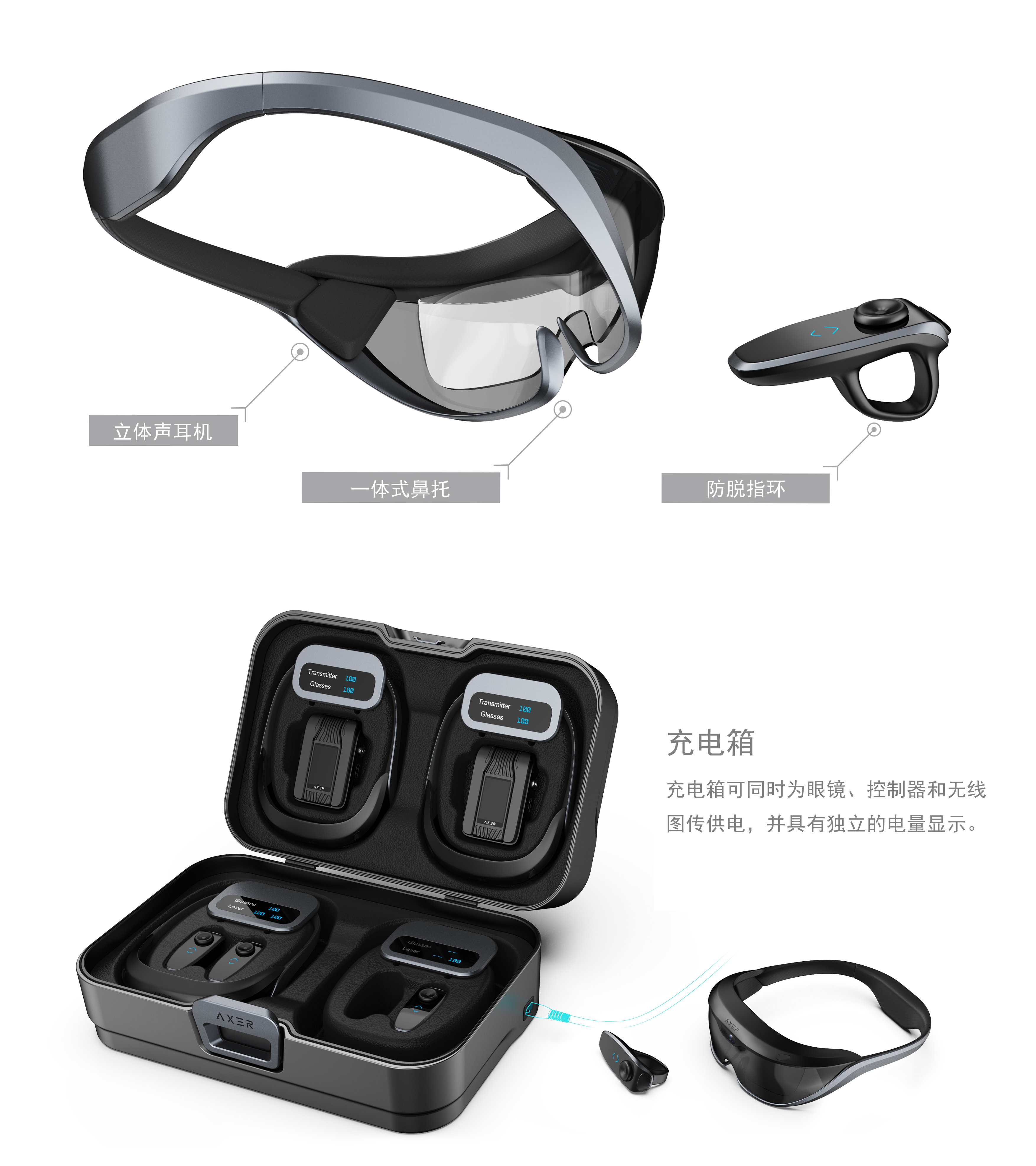 Ar glasses，Camera Equipment，monitor，Somatosensory tracking，If Award，AXER，