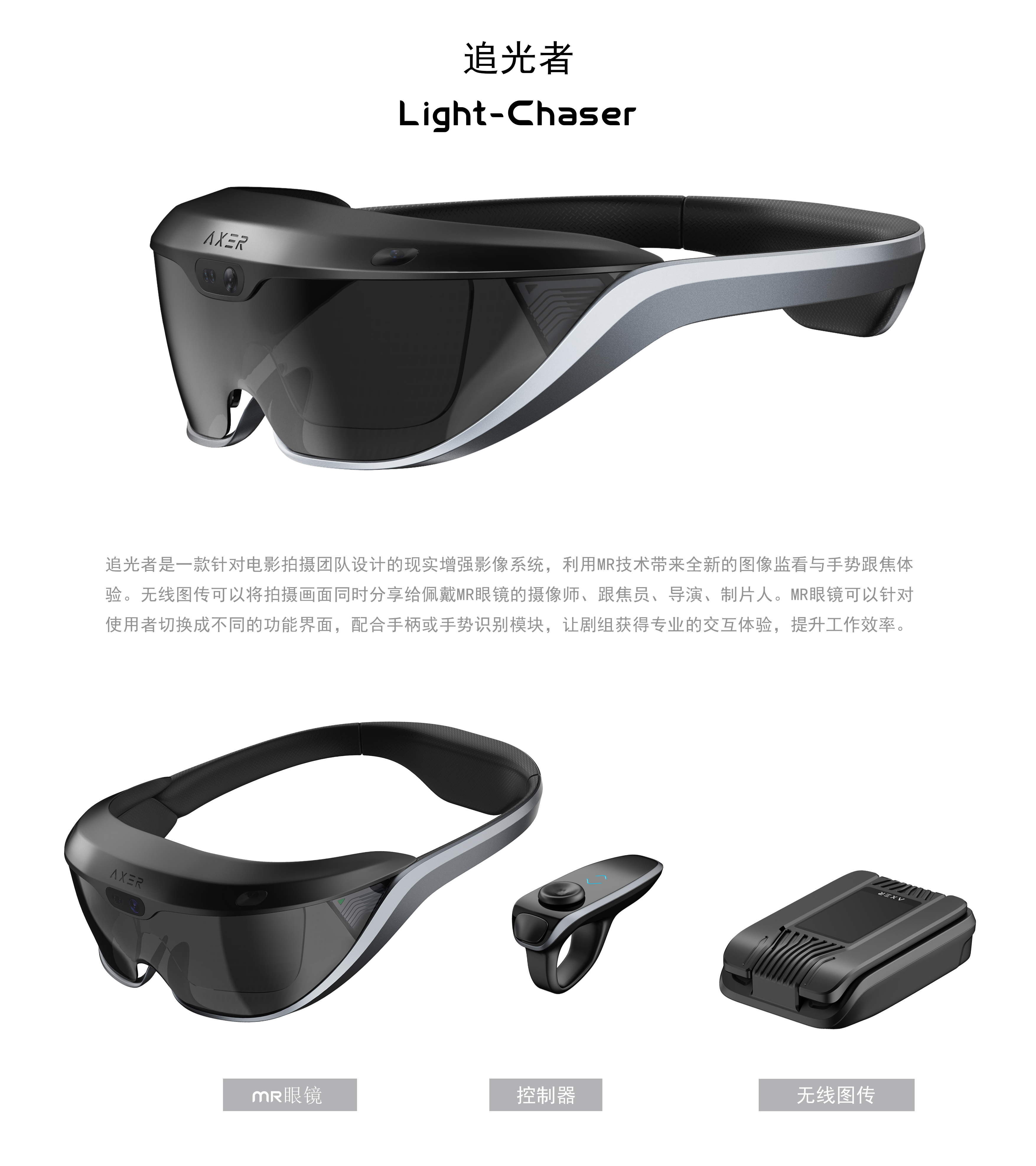 Ar glasses，Camera Equipment，monitor，Somatosensory tracking，If Award，AXER，