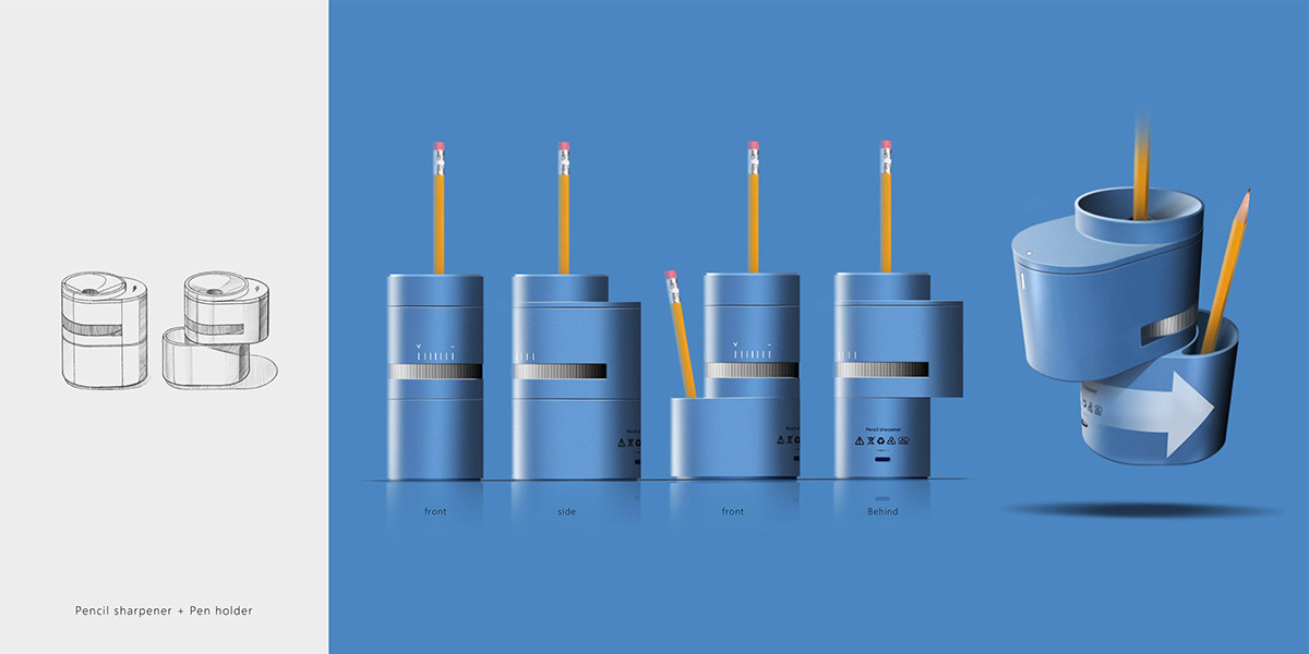 conceptual design，product design，Electric sharpener，Stationery，