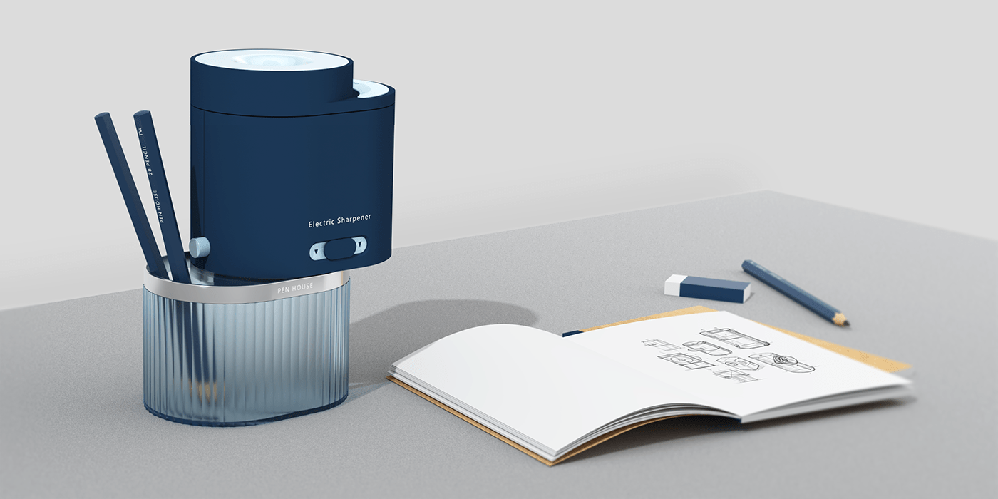 conceptual design，product design，Electric sharpener，Stationery，