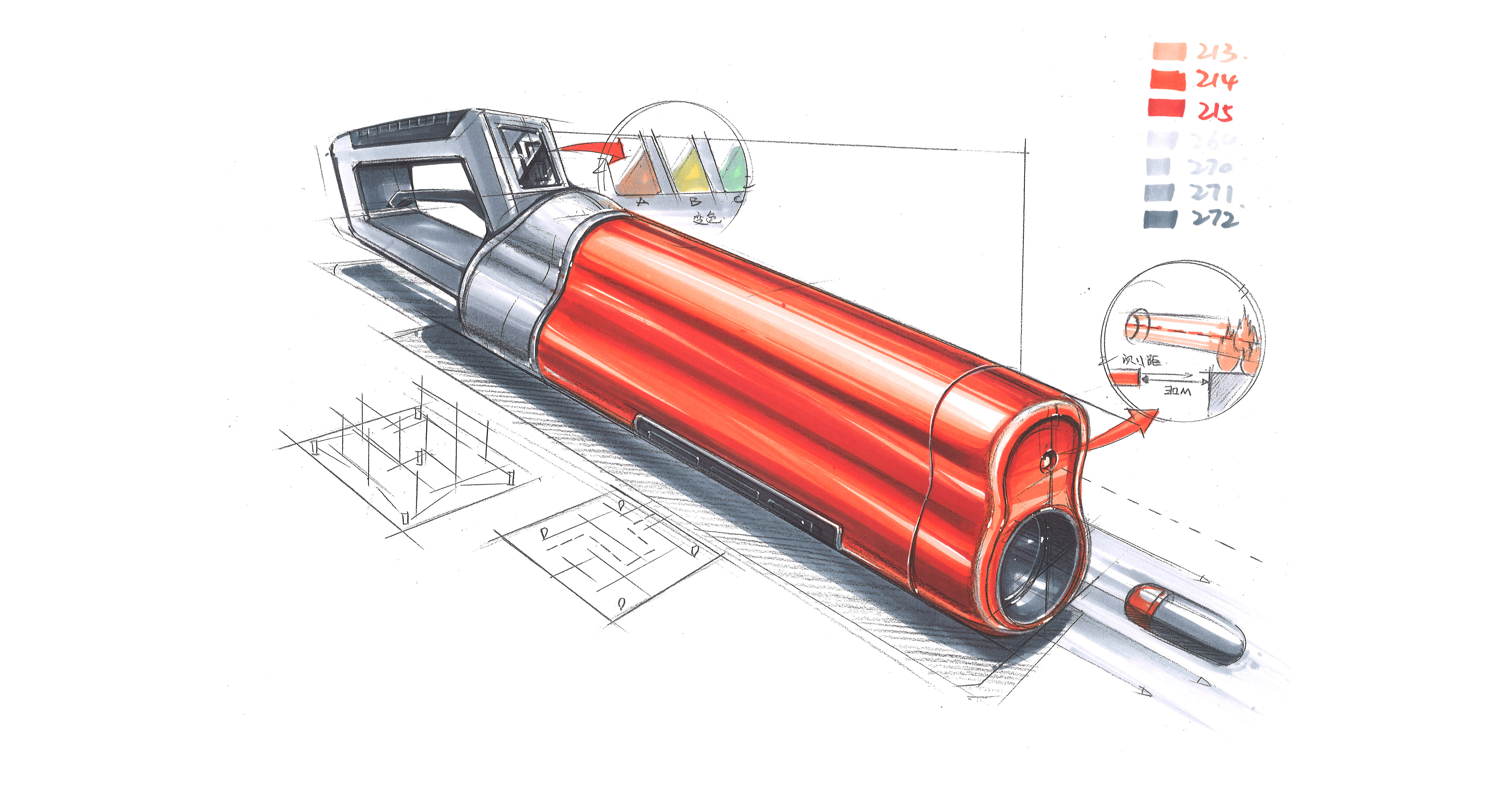 Hand drawn industrial design，Hand drawn product design，Hand drawn for postgraduate entrance examination of industrial design，Hand drawn for postgraduate entrance examination of product design，Hand drawn，Mark pen coloring，Hand drawn wind vane，Hand drawing of wind vane industrial design，