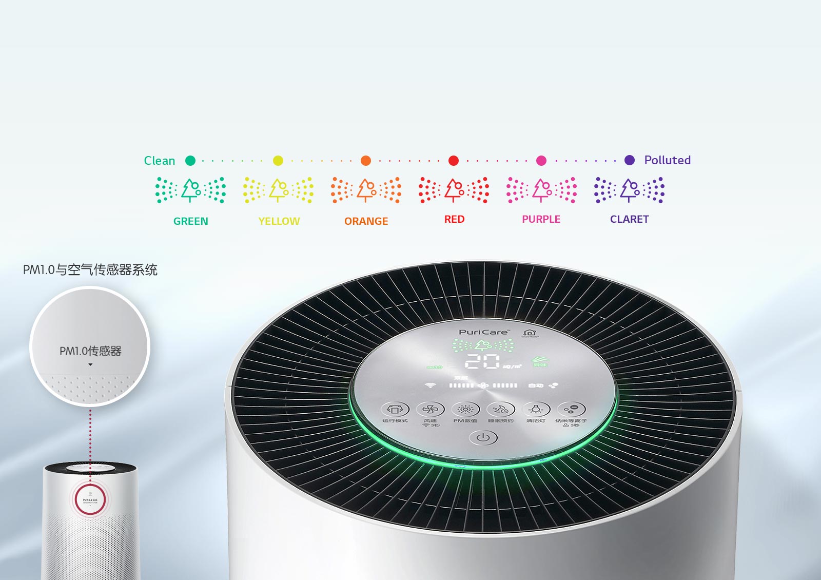lg，air cleaner，AS85GDWL，360 degree purification，