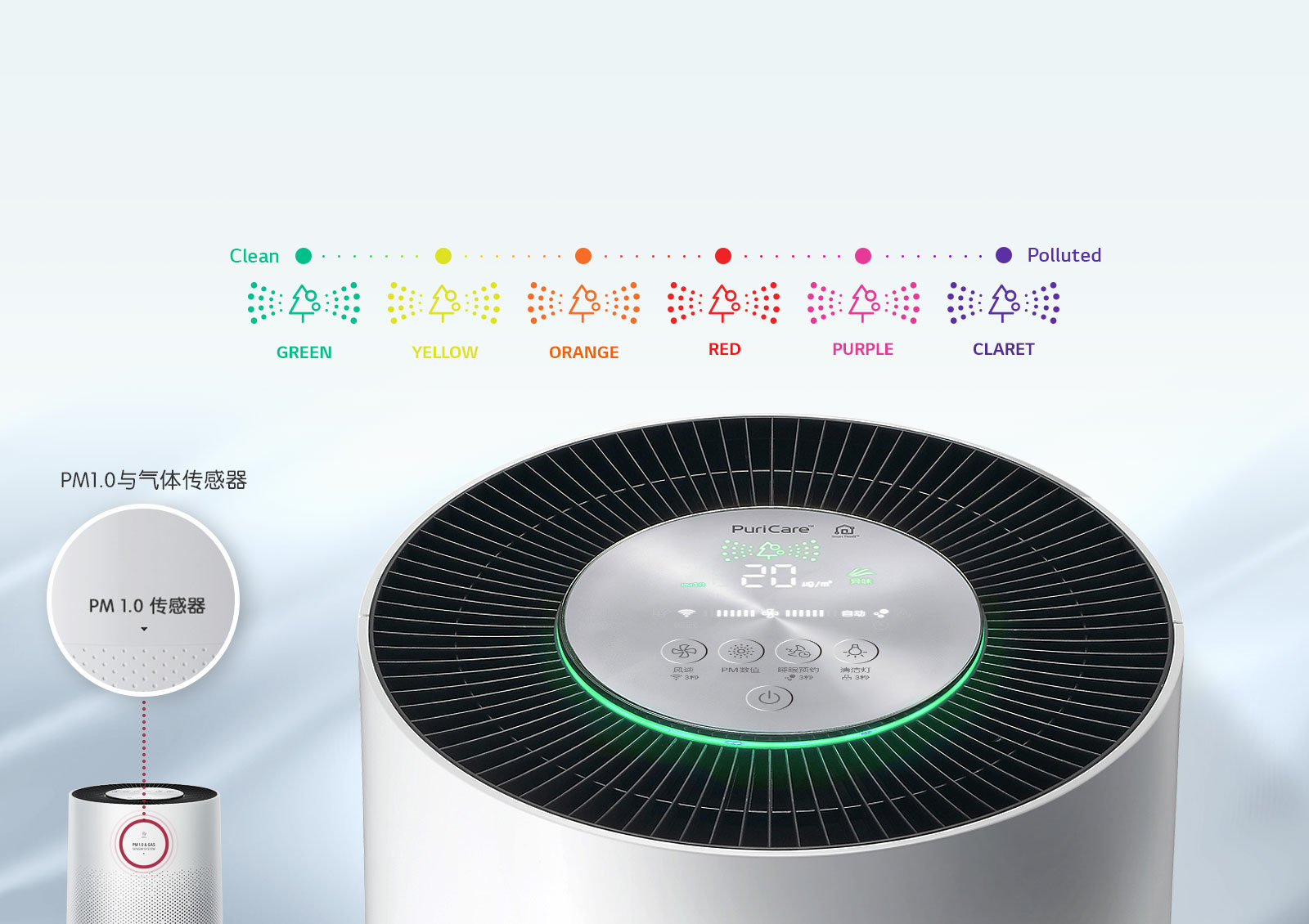 lg，air cleaner，AS55GD，360 degree purification，