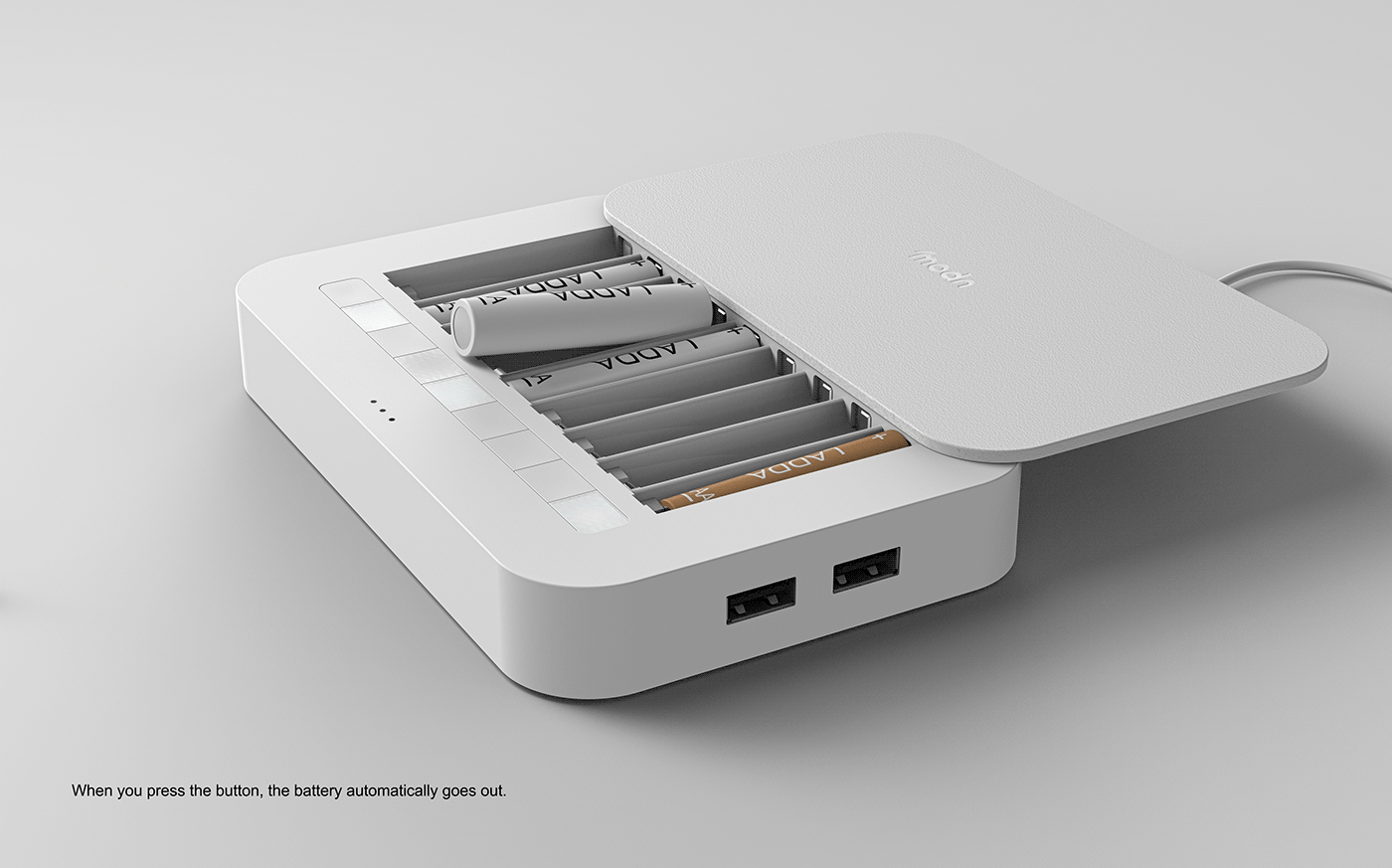 Waia，Sustainable battery charger，Modern battery charger，product design，protect the environment，