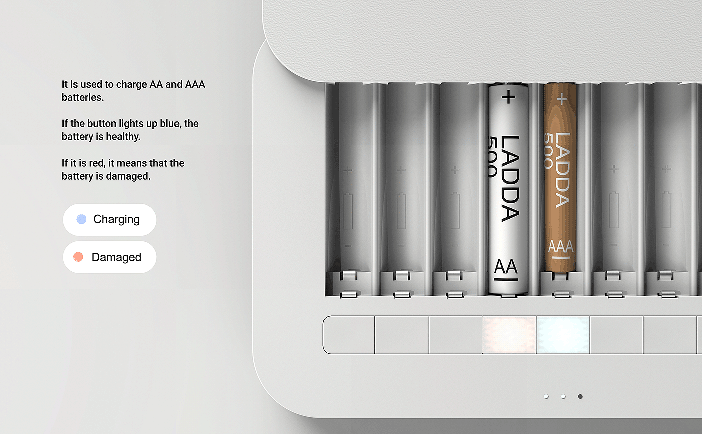 Waia，Sustainable battery charger，Modern battery charger，product design，protect the environment，