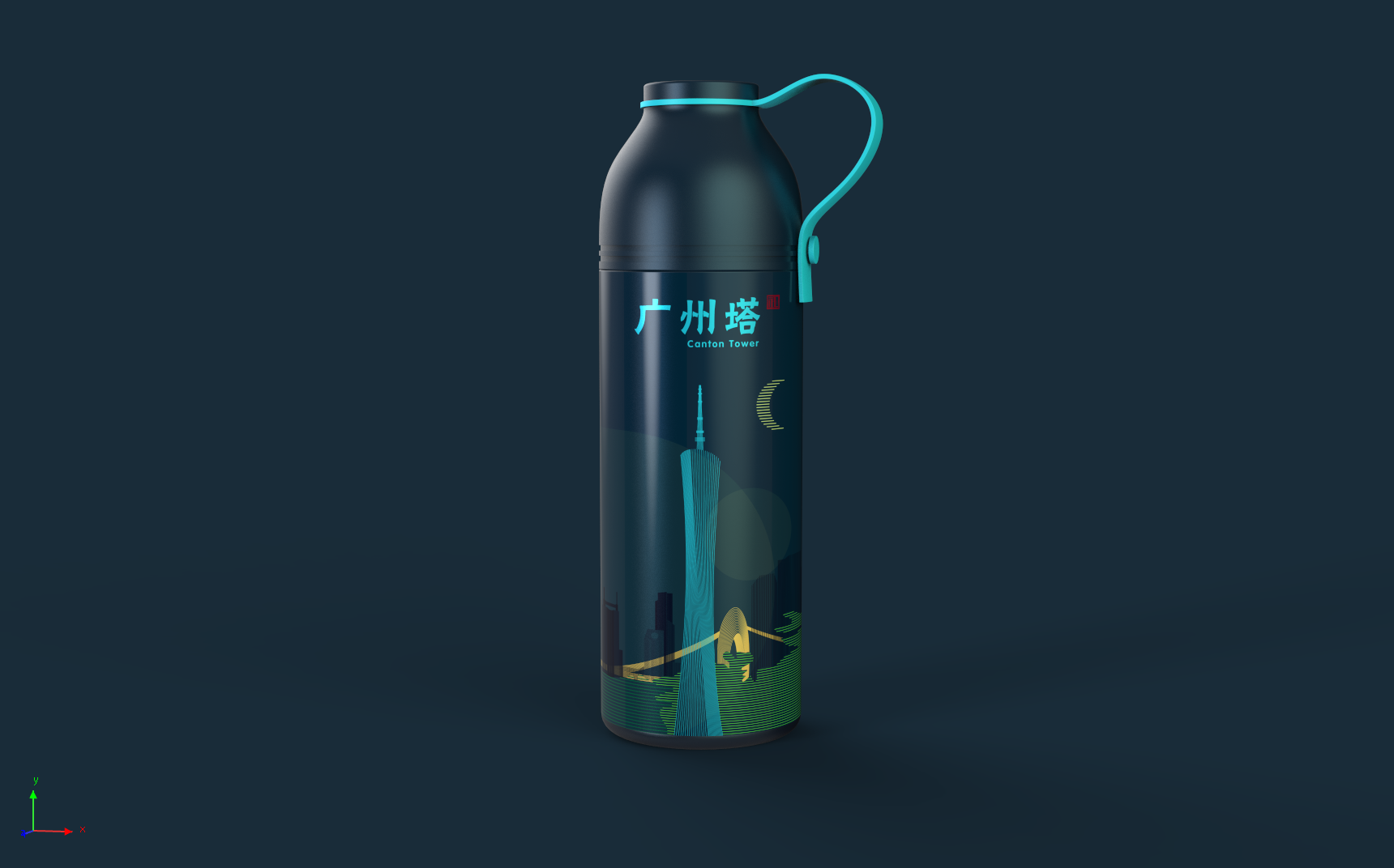 Cultural creation，Lianhua Mountain，Canton Tower，packing design，Water bottle，kettle，