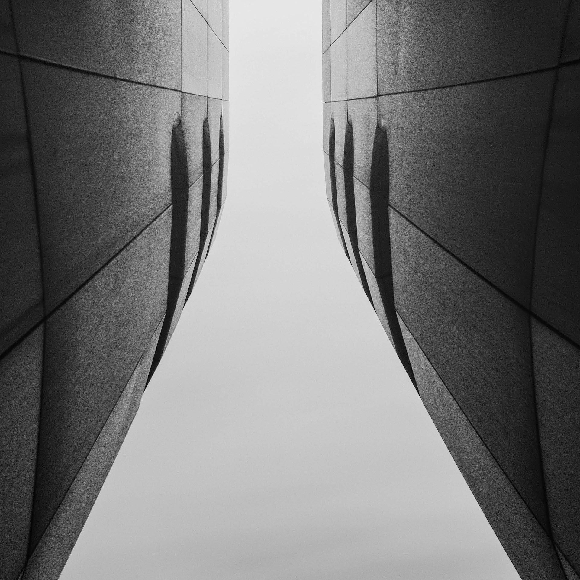 building，Black and white version，gaze，concrete，