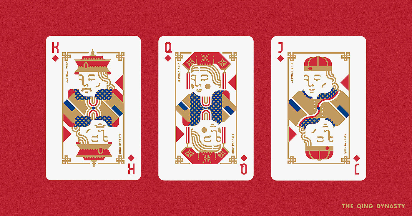 扑克，中国王朝，艺术卡片，