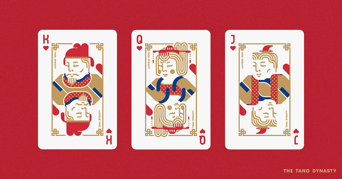 扑克，中国王朝，艺术卡片，