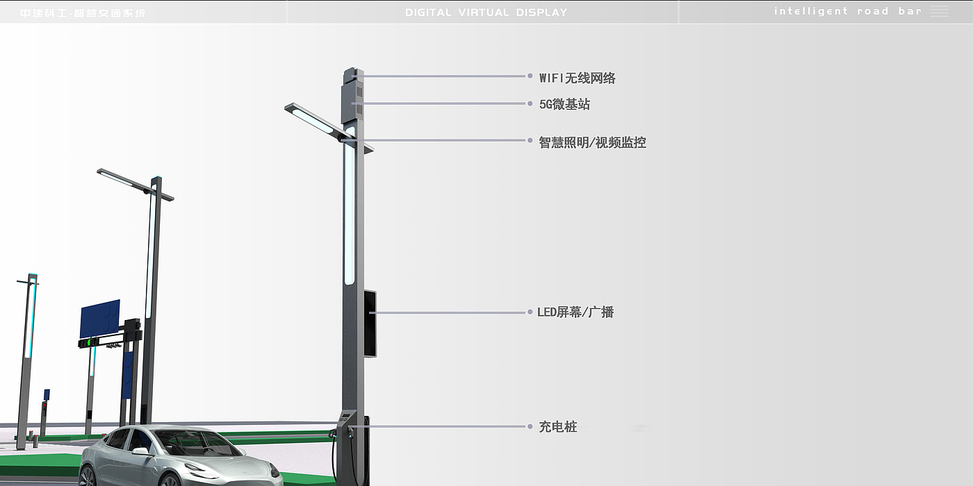intelligence，traffic system，Lamp pole，