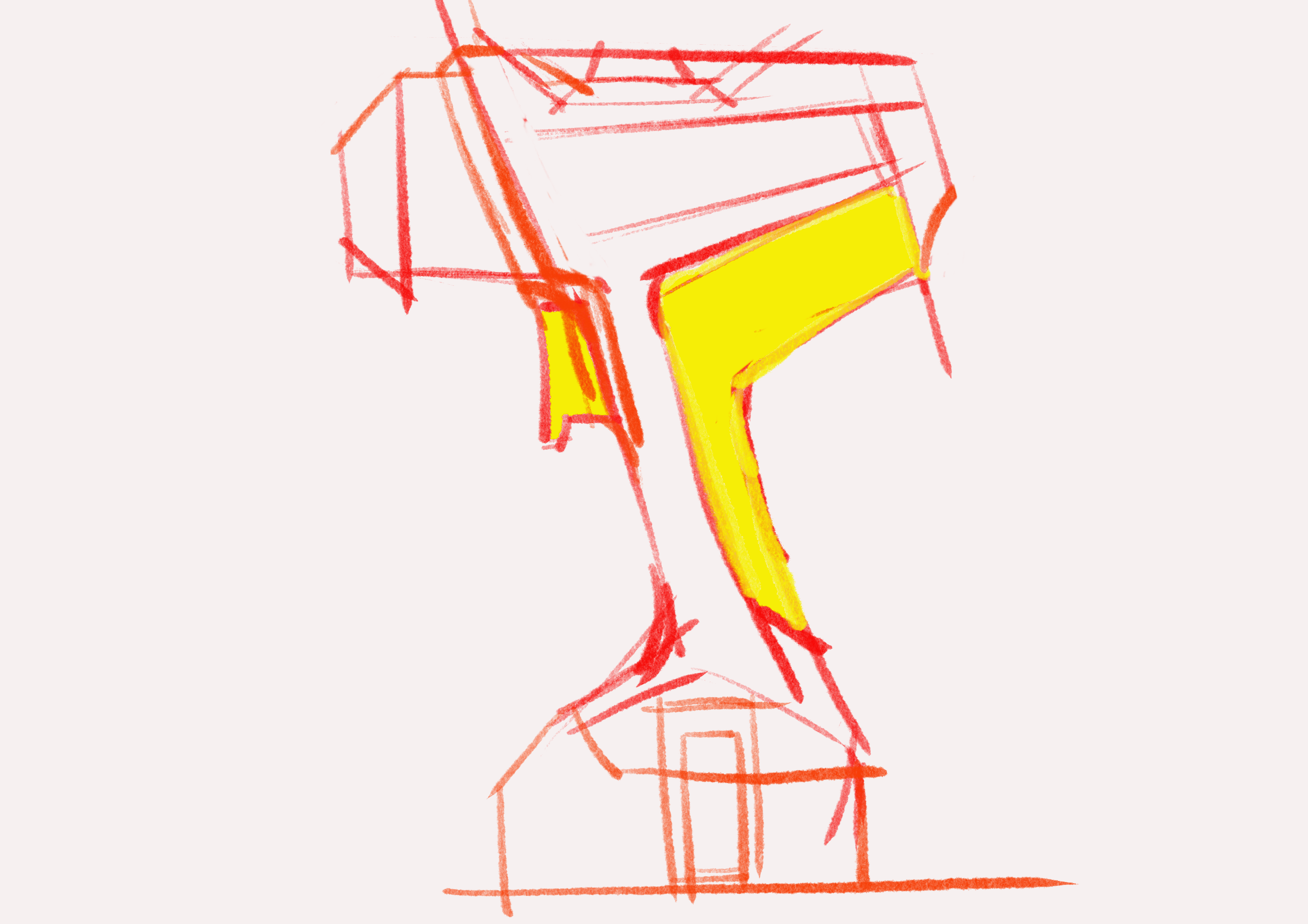 Electric drill board drawing，Hand drawn，tool，