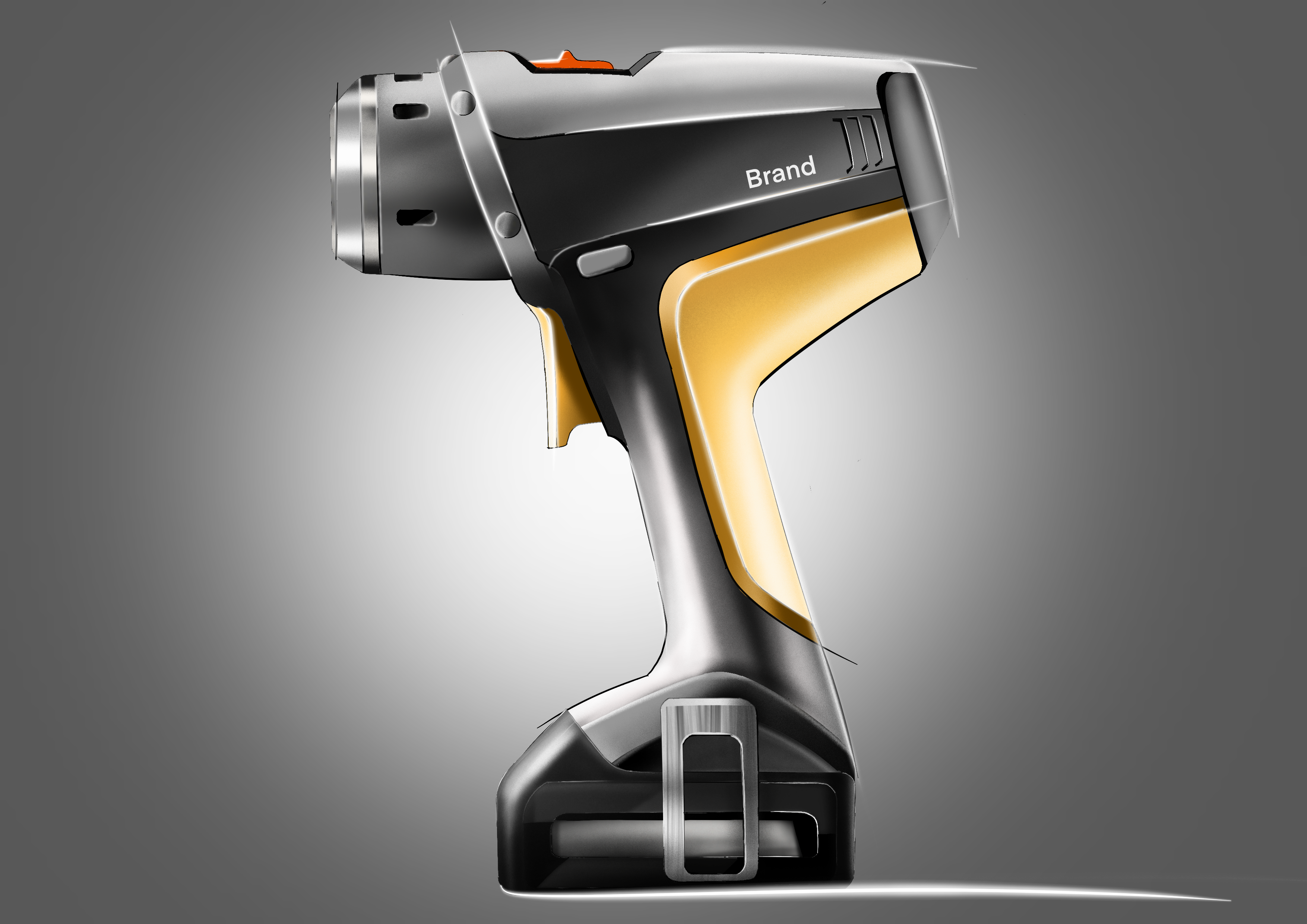 Electric drill board drawing，Hand drawn，tool，