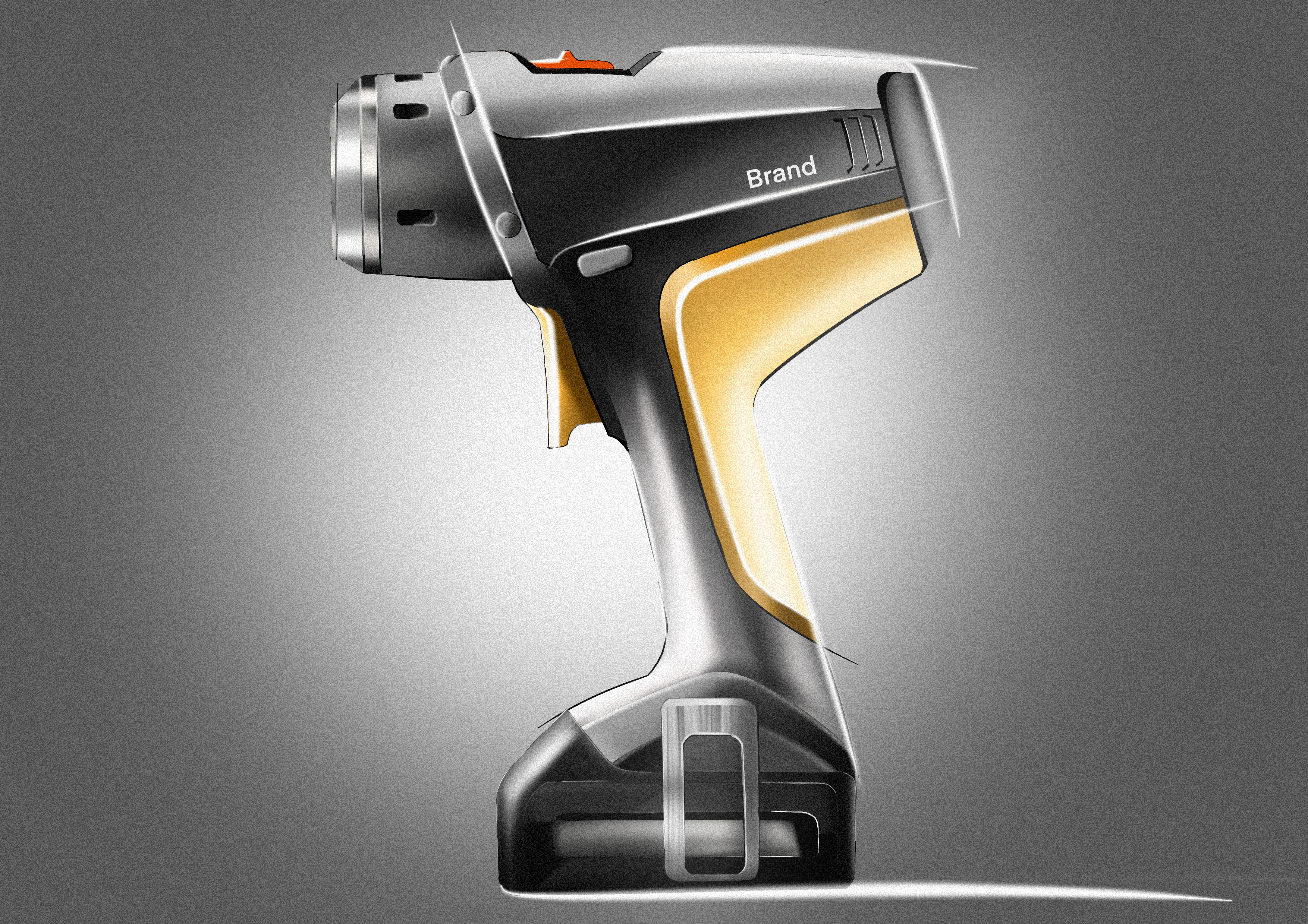 Electric drill board drawing，Hand drawn，tool，