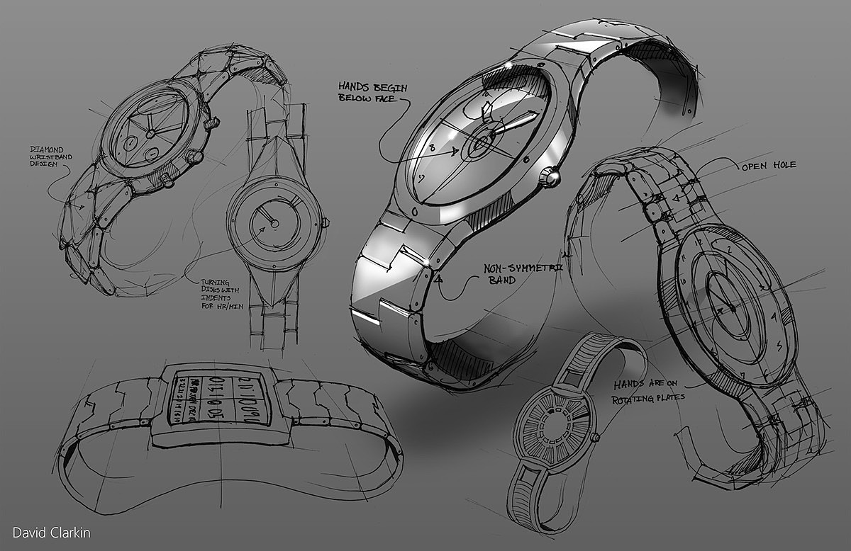 sketch，project，headset，sneakers，Wrist watch，