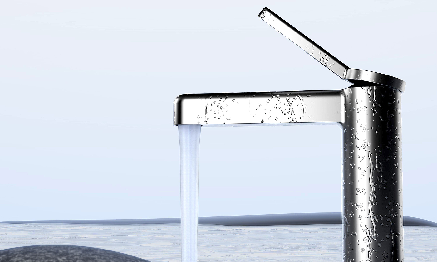 water tap，bathroom，product design，Kitchen and bathroom products，C4D rendering，