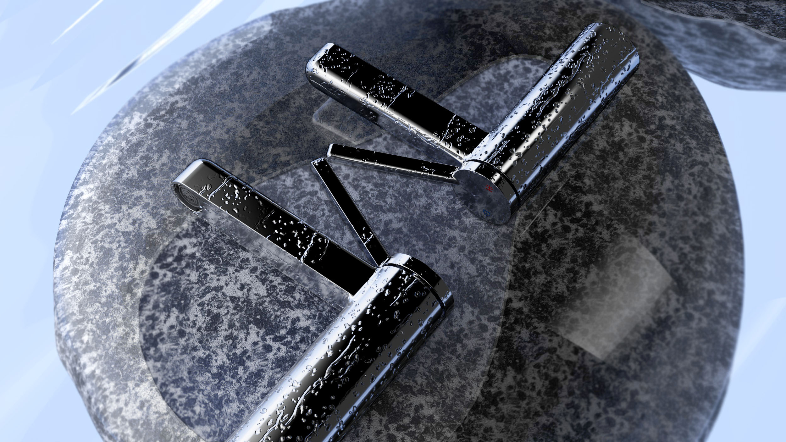water tap，bathroom，product design，Kitchen and bathroom products，C4D rendering，