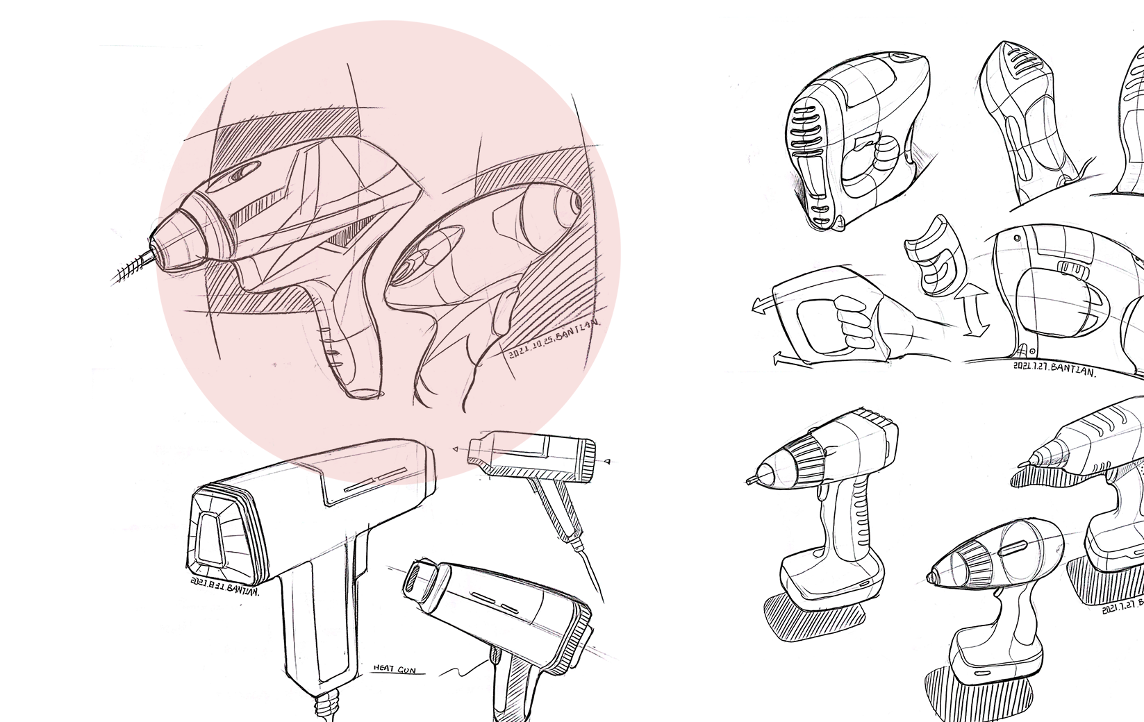 Product hand drawing exercise，Industrial product design，Hand drawn punch in series，2021 summary，