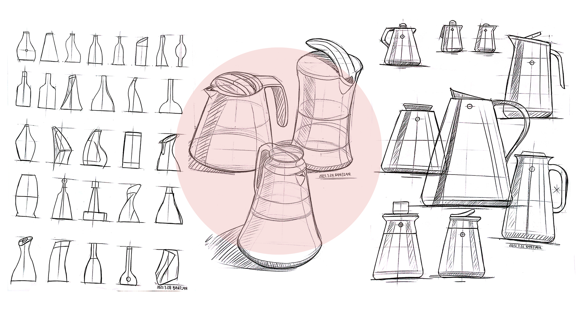 Product hand drawing exercise，Industrial product design，Hand drawn punch in series，2021 summary，