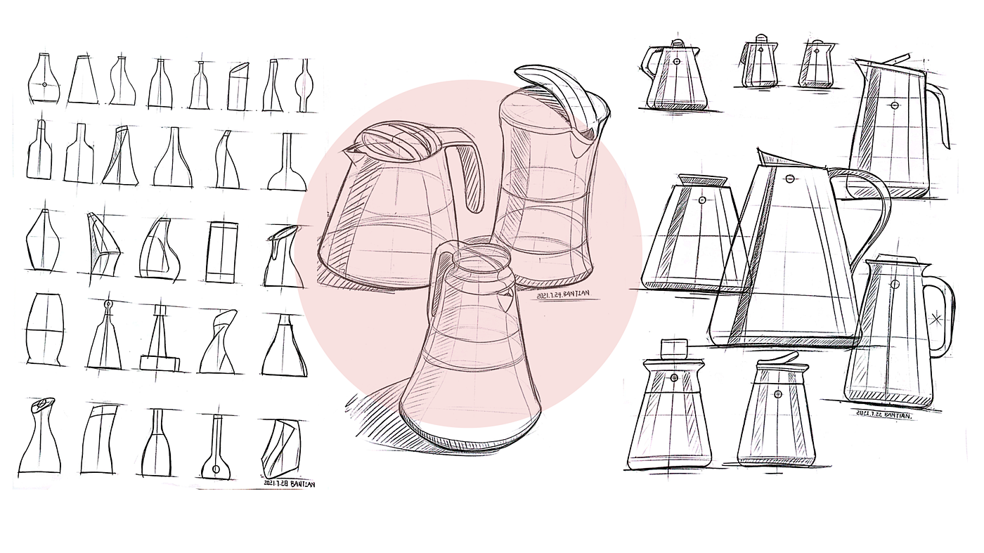 Product hand drawing exercise，Industrial product design，Hand drawn punch in series，2021 summary，