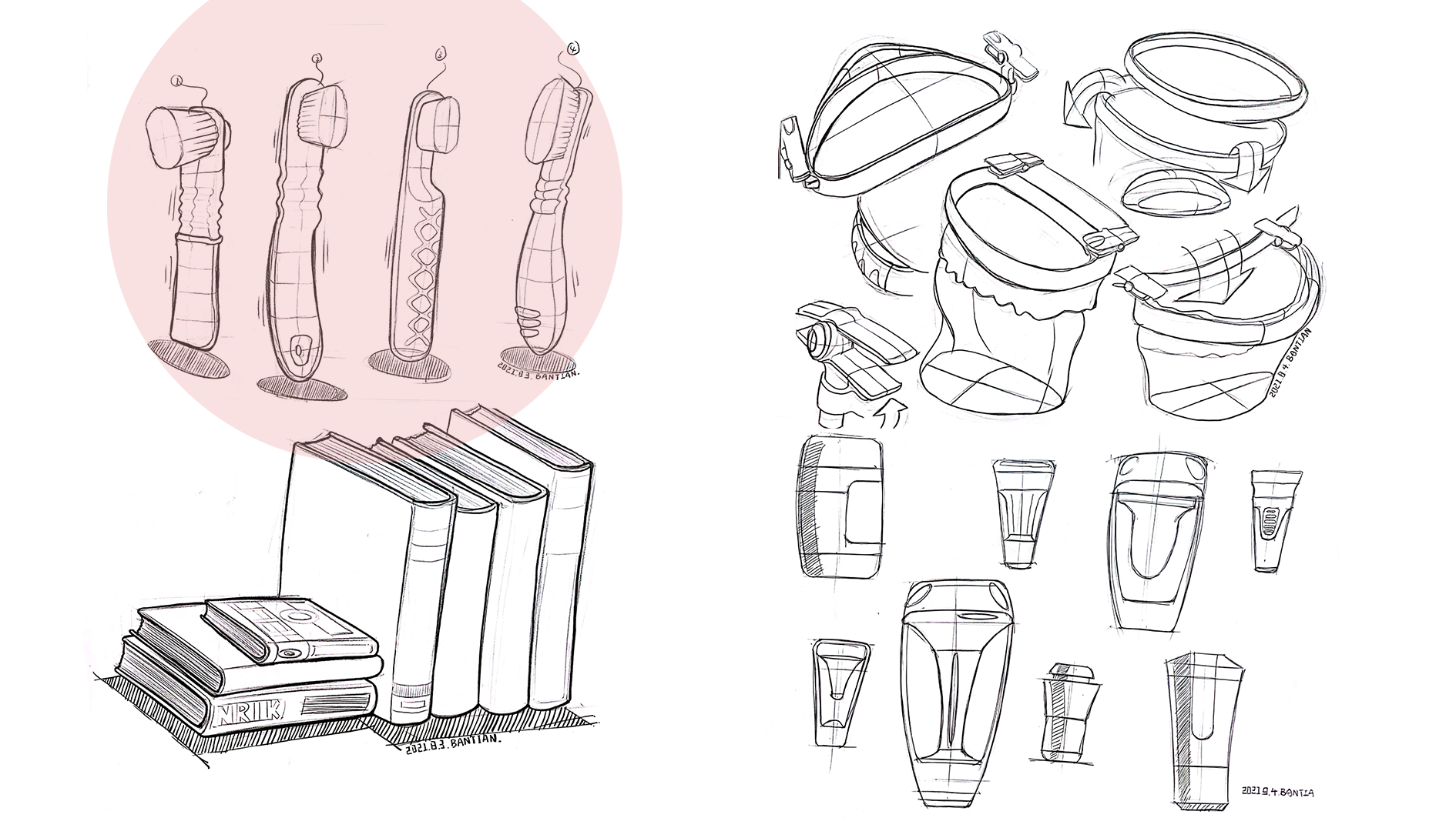 Product hand drawing exercise，Industrial product design，Hand drawn punch in series，2021 summary，