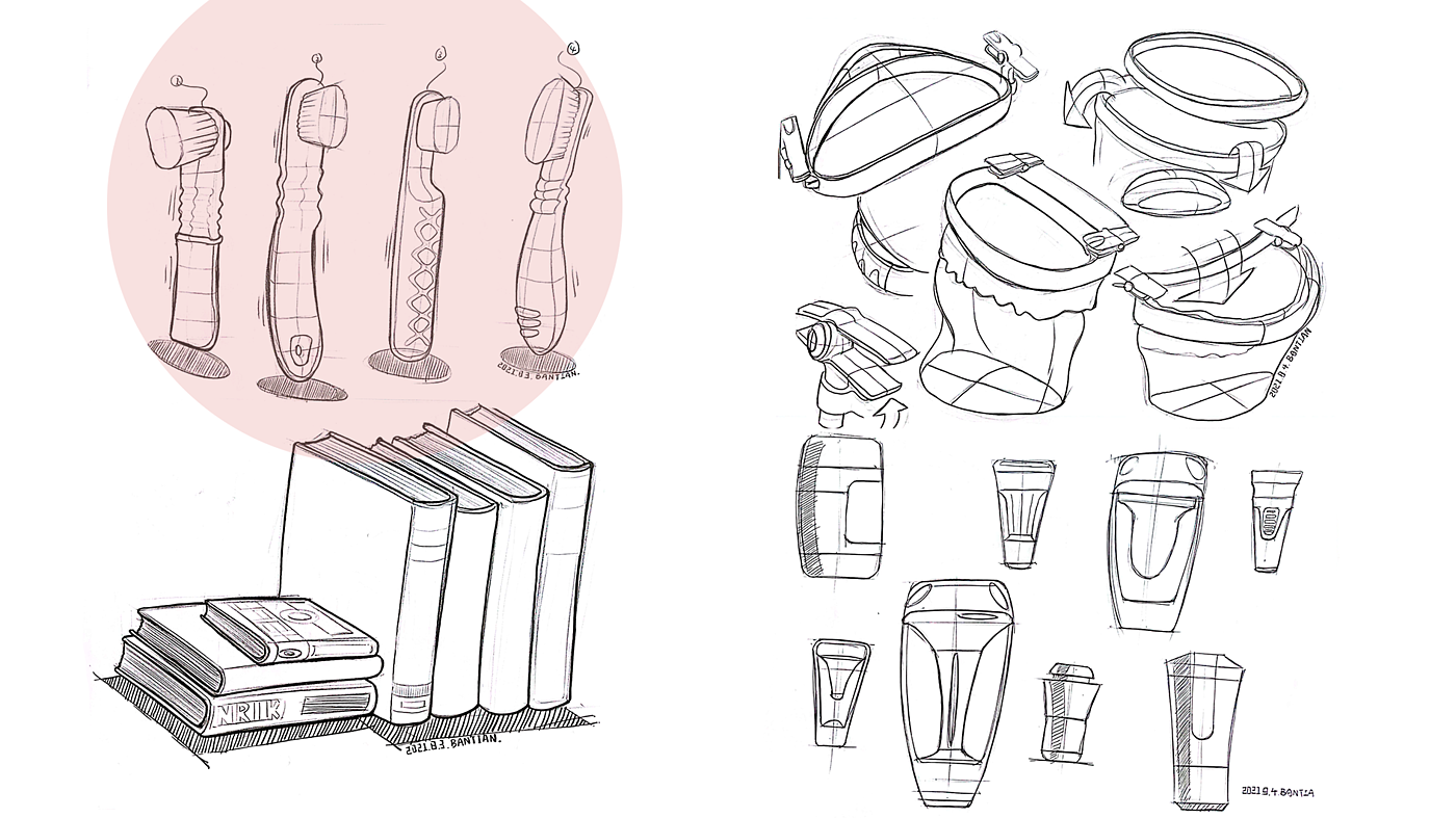 产品手绘练习，工业产品设计，手绘打卡系列，2021年总结，