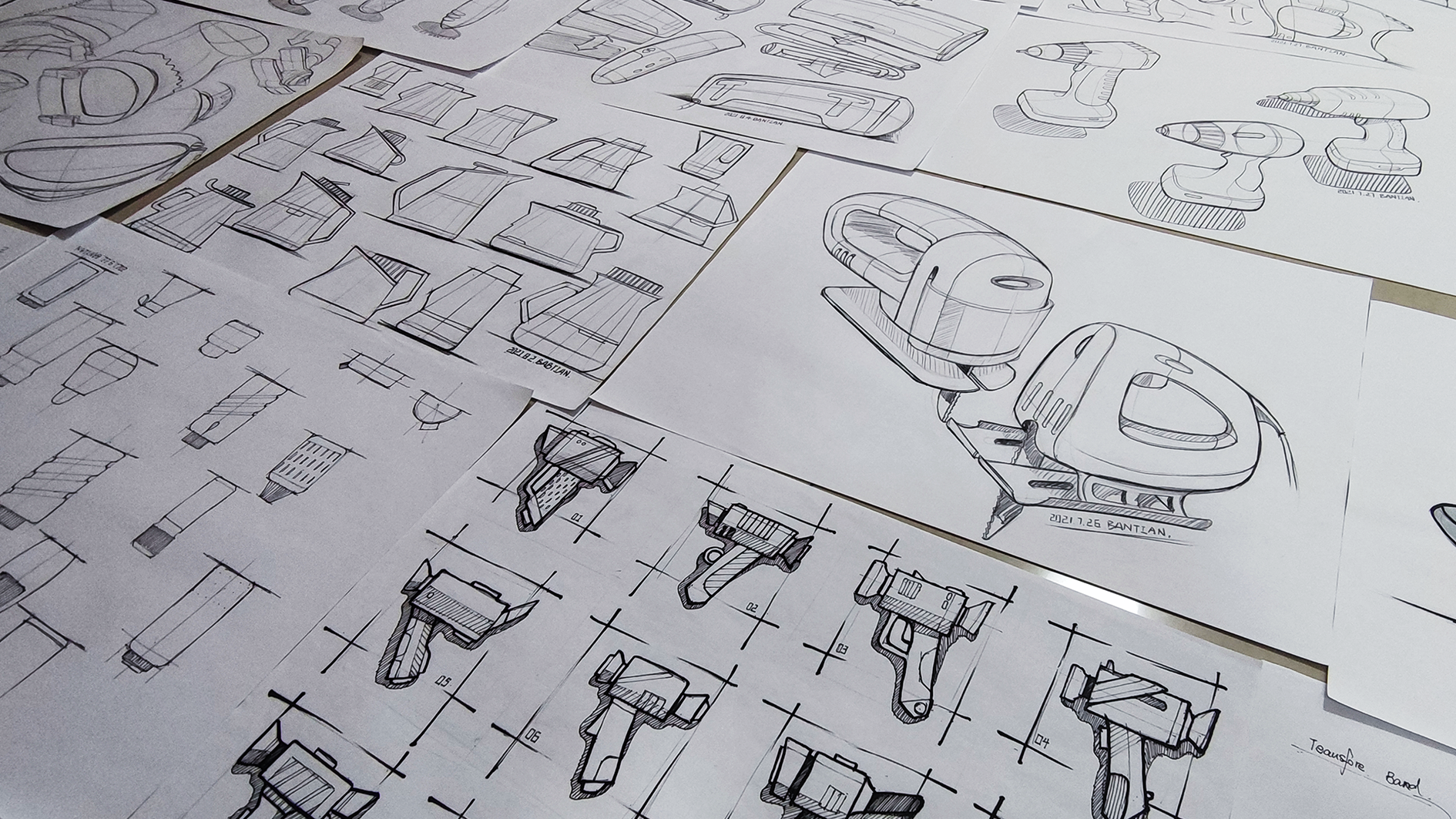 Product hand drawing exercise，Industrial product design，Hand drawn punch in series，2021 summary，