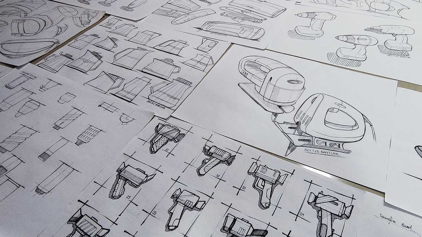 Product hand drawing exercise，Industrial product design，Hand drawn punch in series，2021 summary，