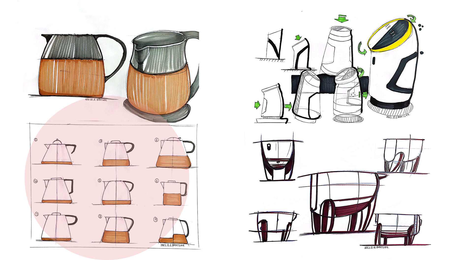 Product hand drawing exercise，Industrial product design，Hand drawn punch in series，2021 summary，