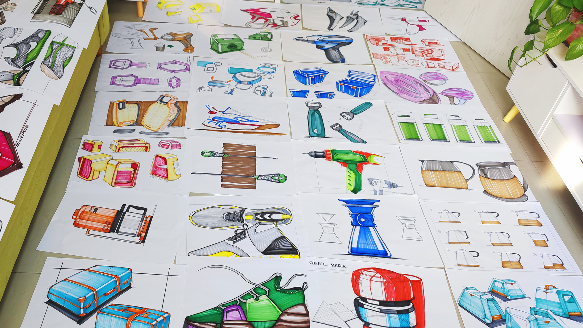 Product hand drawing exercise，Industrial product design，Hand drawn punch in series，2021 summary，