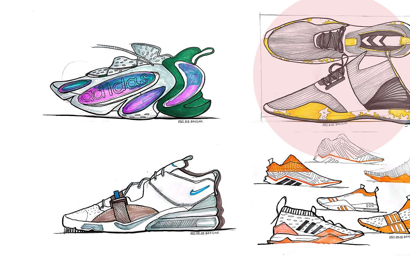 Product hand drawing exercise，Industrial product design，Hand drawn punch in series，2021 summary，