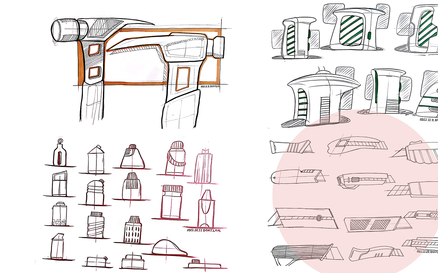 产品手绘练习，工业产品设计，手绘打卡系列，2021年总结，