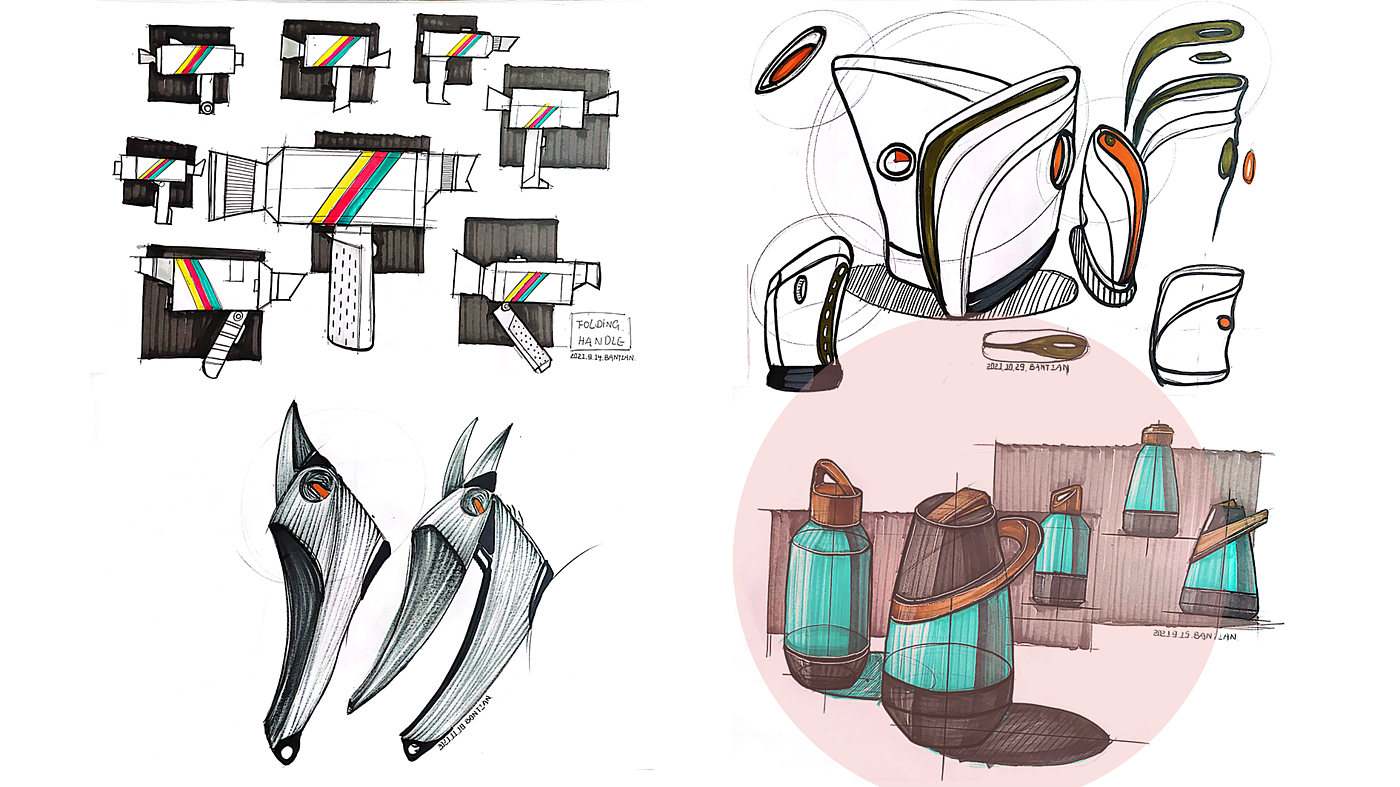 产品手绘练习，工业产品设计，手绘打卡系列，2021年总结，