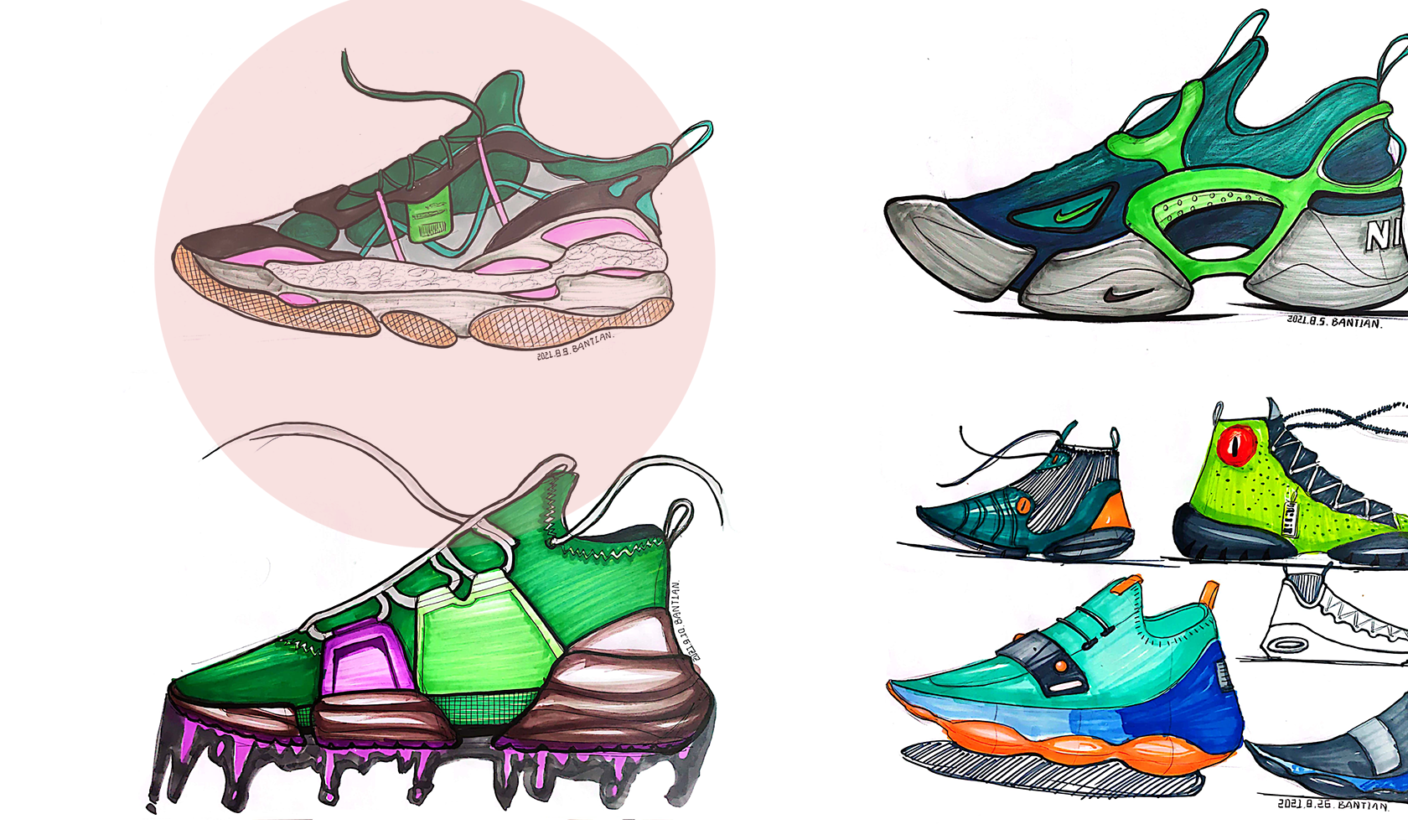 Product hand drawing exercise，Industrial product design，Hand drawn punch in series，2021 summary，