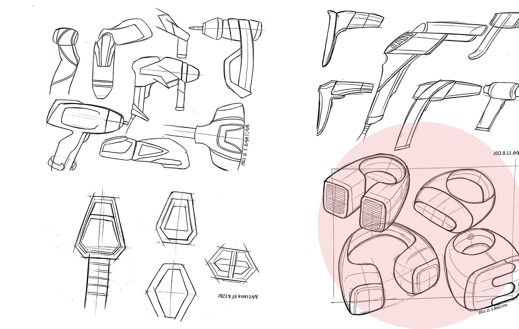 Product hand drawing exercise，Industrial product design，Hand drawn punch in series，2021 summary，