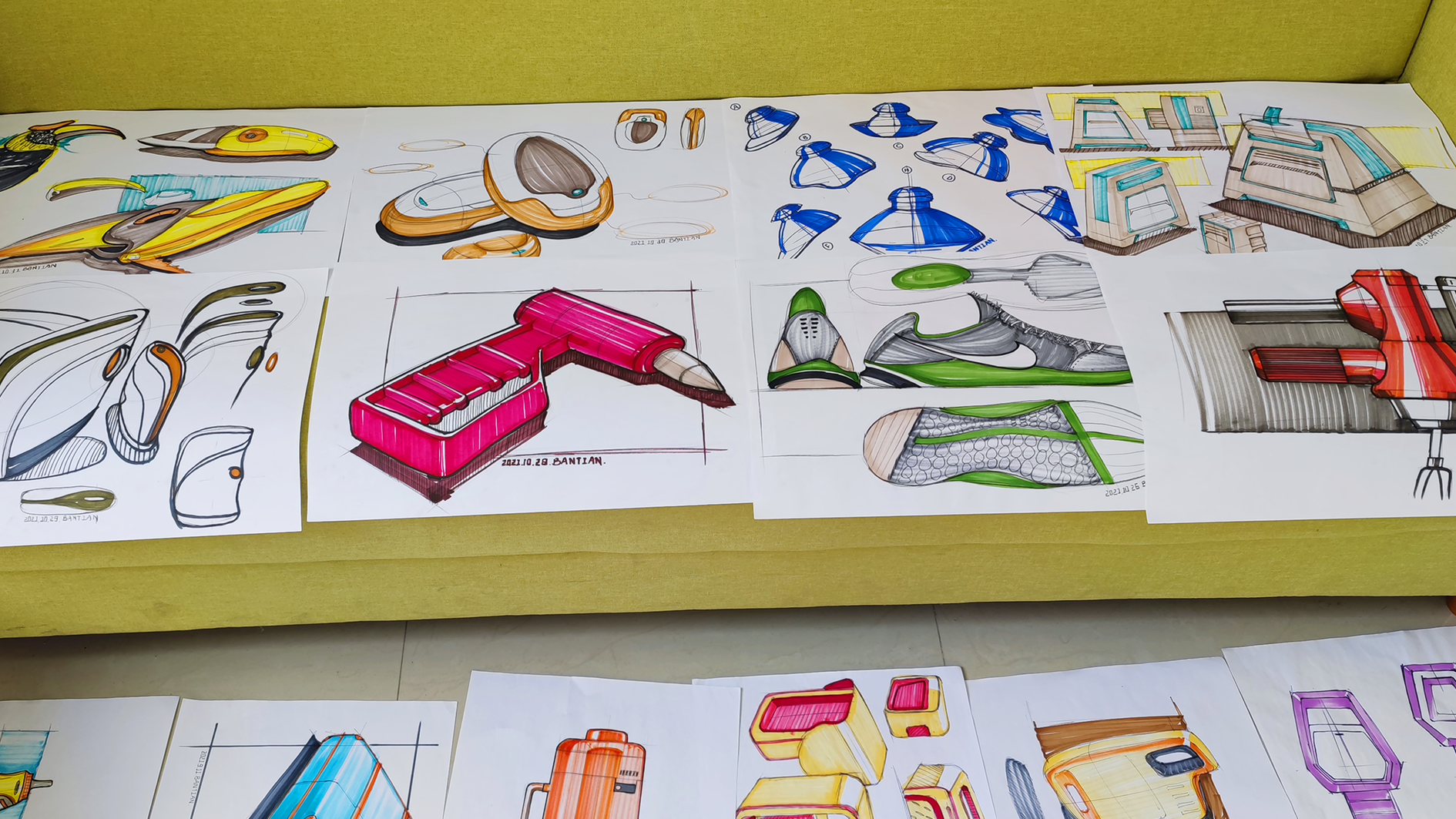 Product hand drawing exercise，Industrial product design，Hand drawn punch in series，2021 summary，