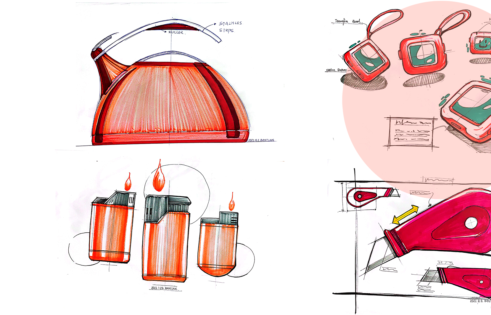 Product hand drawing exercise，Industrial product design，Hand drawn punch in series，2021 summary，
