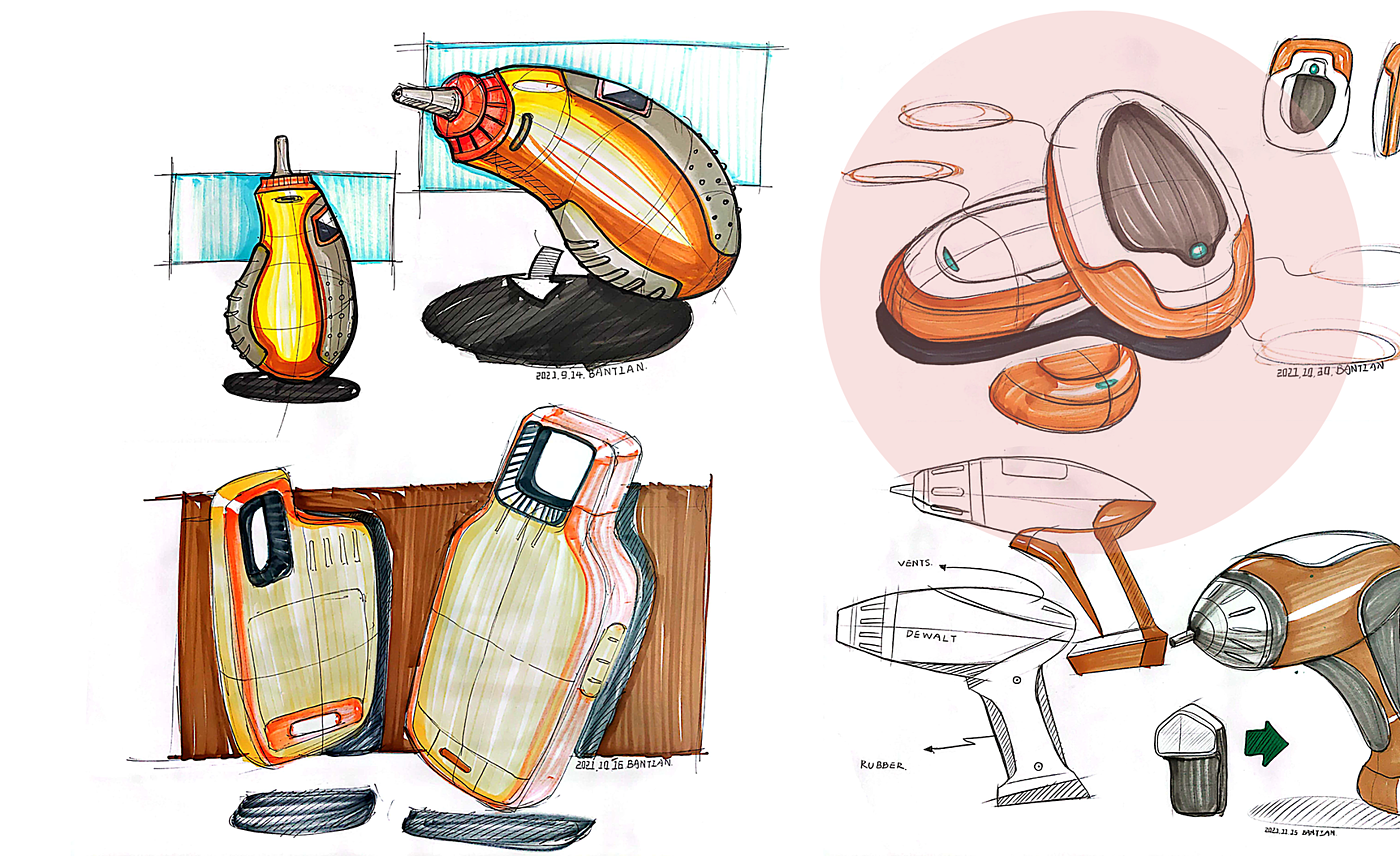 产品手绘练习，工业产品设计，手绘打卡系列，2021年总结，