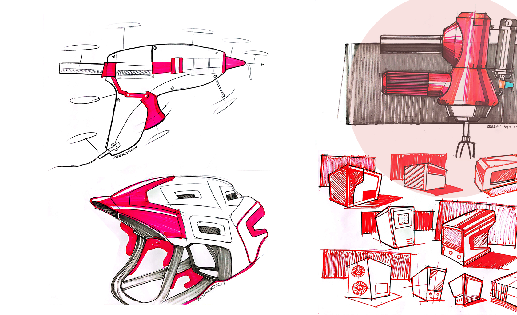 Product hand drawing exercise，Industrial product design，Hand drawn punch in series，2021 summary，