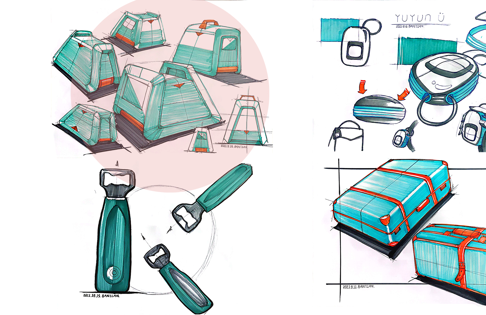 Product hand drawing exercise，Industrial product design，Hand drawn punch in series，2021 summary，