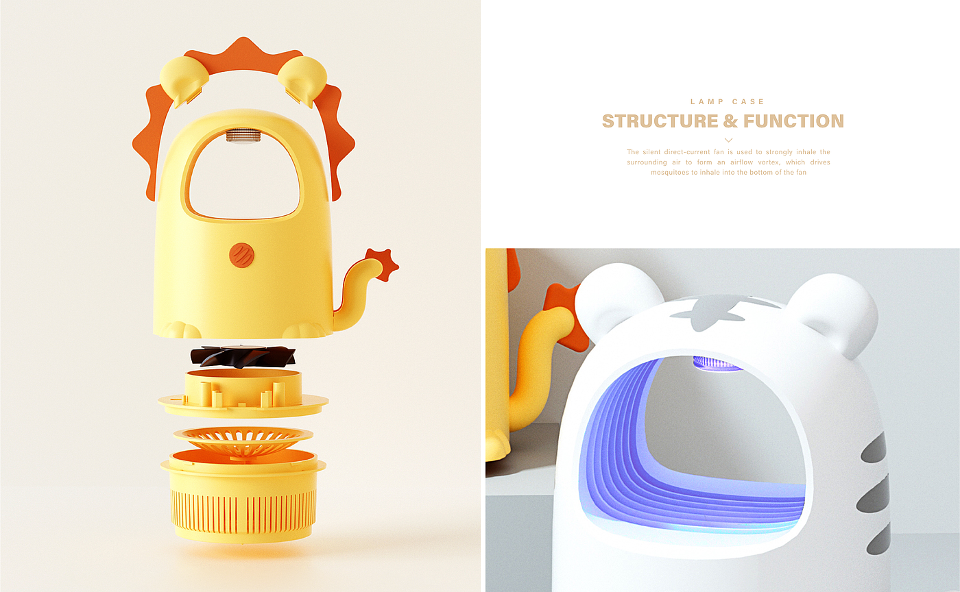 Mosquito killing lamp，Cute and interesting style，Cartoon style，tiger，lion，