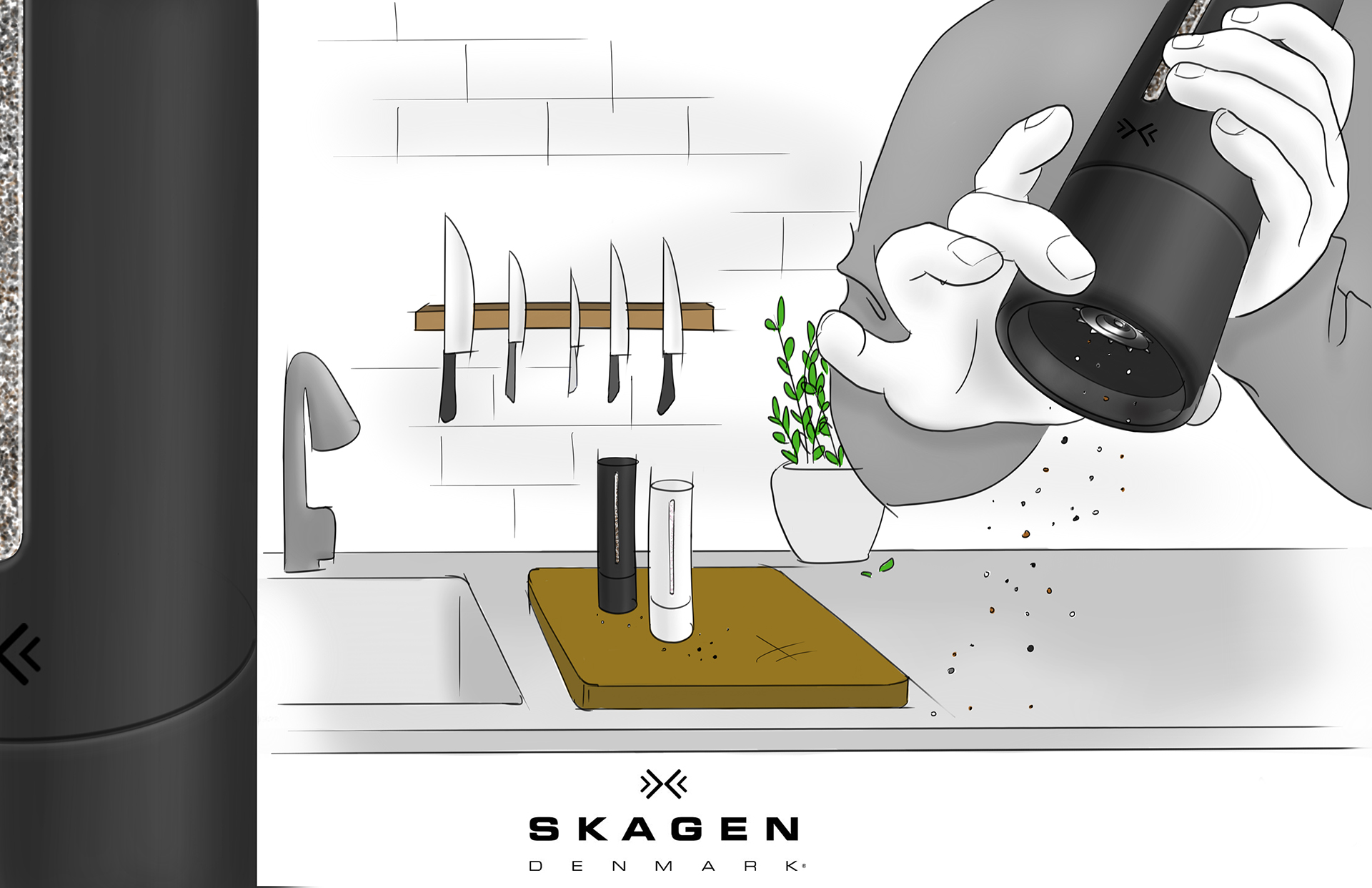 Pepper grinder，Skagen，Stainless steel material，Yan qiangao，